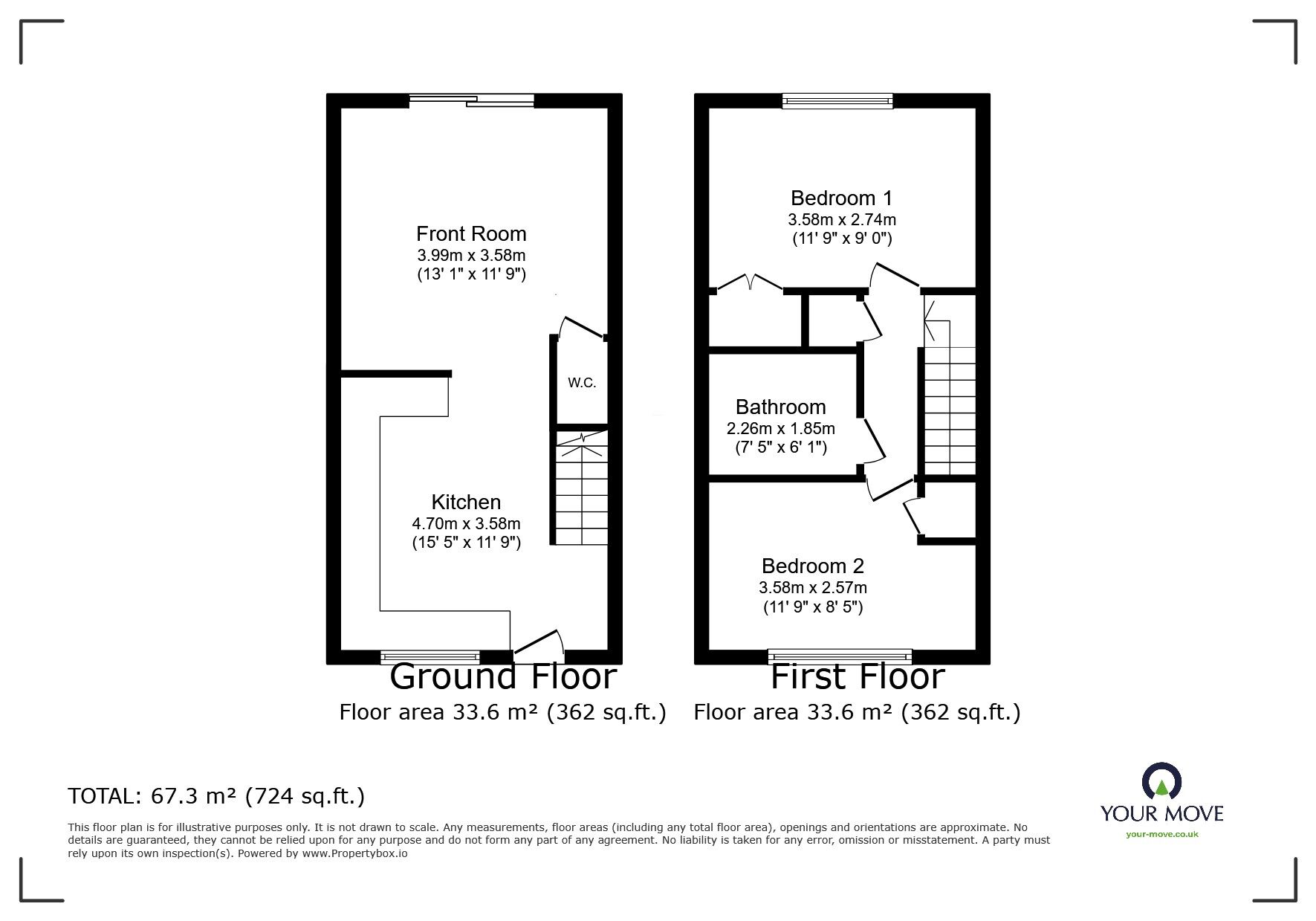 Floorplan of 2 bedroom Mid Terrace House for sale, Tatler Close, Lords Wood, Chatham, ME5