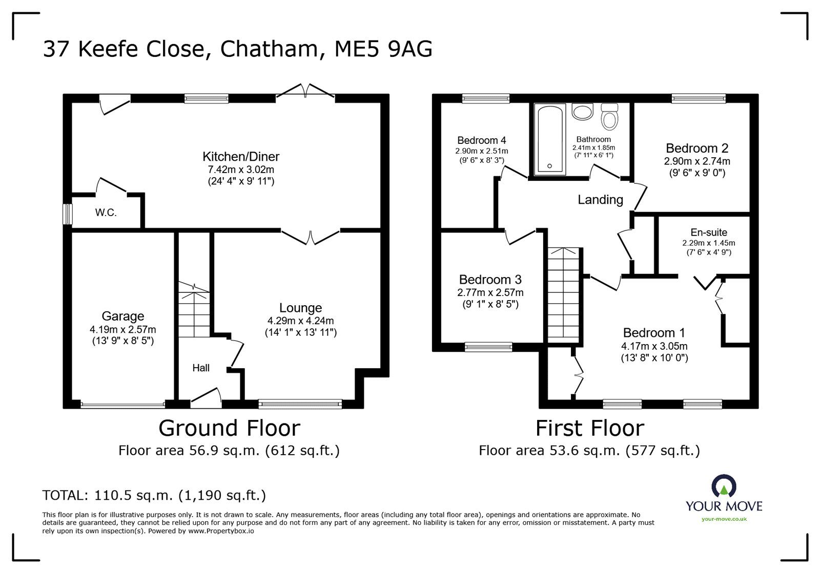 Floorplan of 4 bedroom Detached House for sale, Keefe Close, Bluebell Hill, Kent, ME5