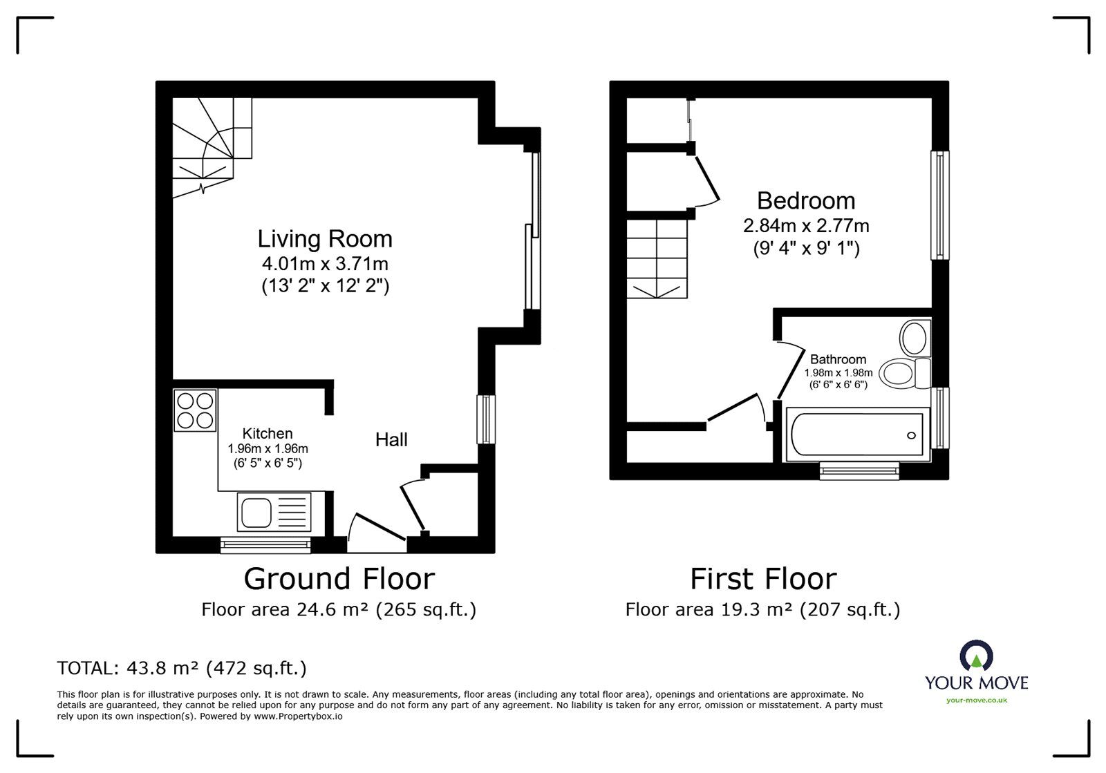 Floorplan of 1 bedroom End Terrace House for sale, Charlotte Close, Walderslade, Kent, ME5