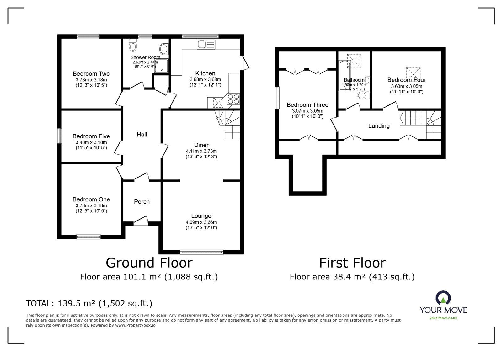 Floorplan of 5 bedroom Detached Bungalow for sale, Prince Charles Avenue, Walderslade, Kent, ME5