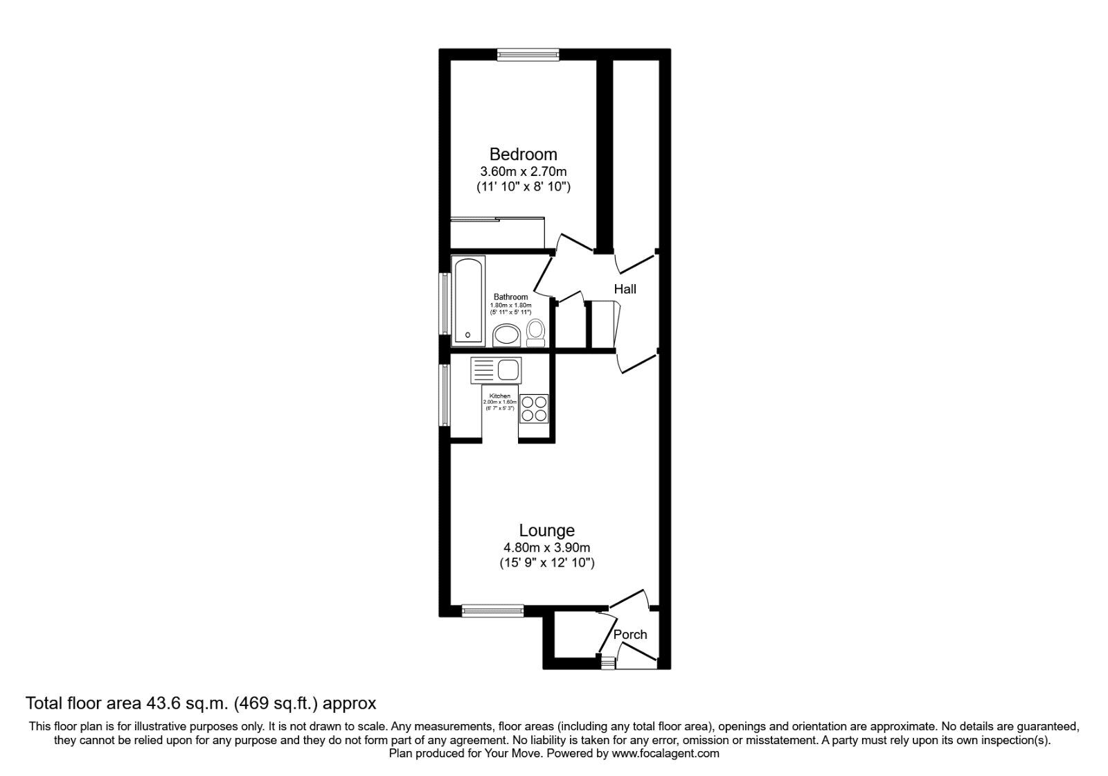 Floorplan of 1 bedroom  Flat for sale, Maidstone Road, Blue Bell Hill, Kent, ME5