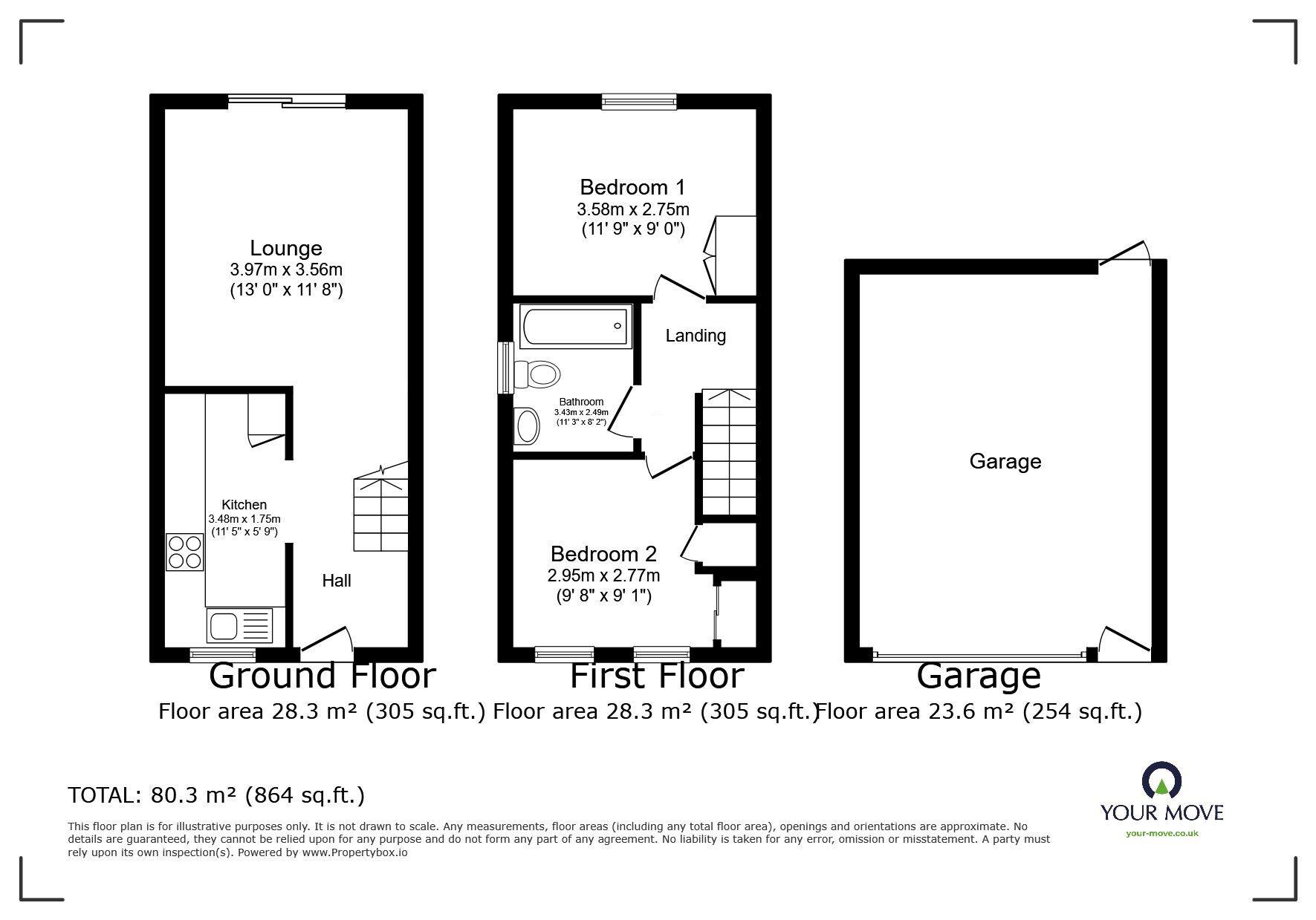 Floorplan of 2 bedroom End Terrace House for sale, Winchelsea Road, Walderslade, Kent, ME5