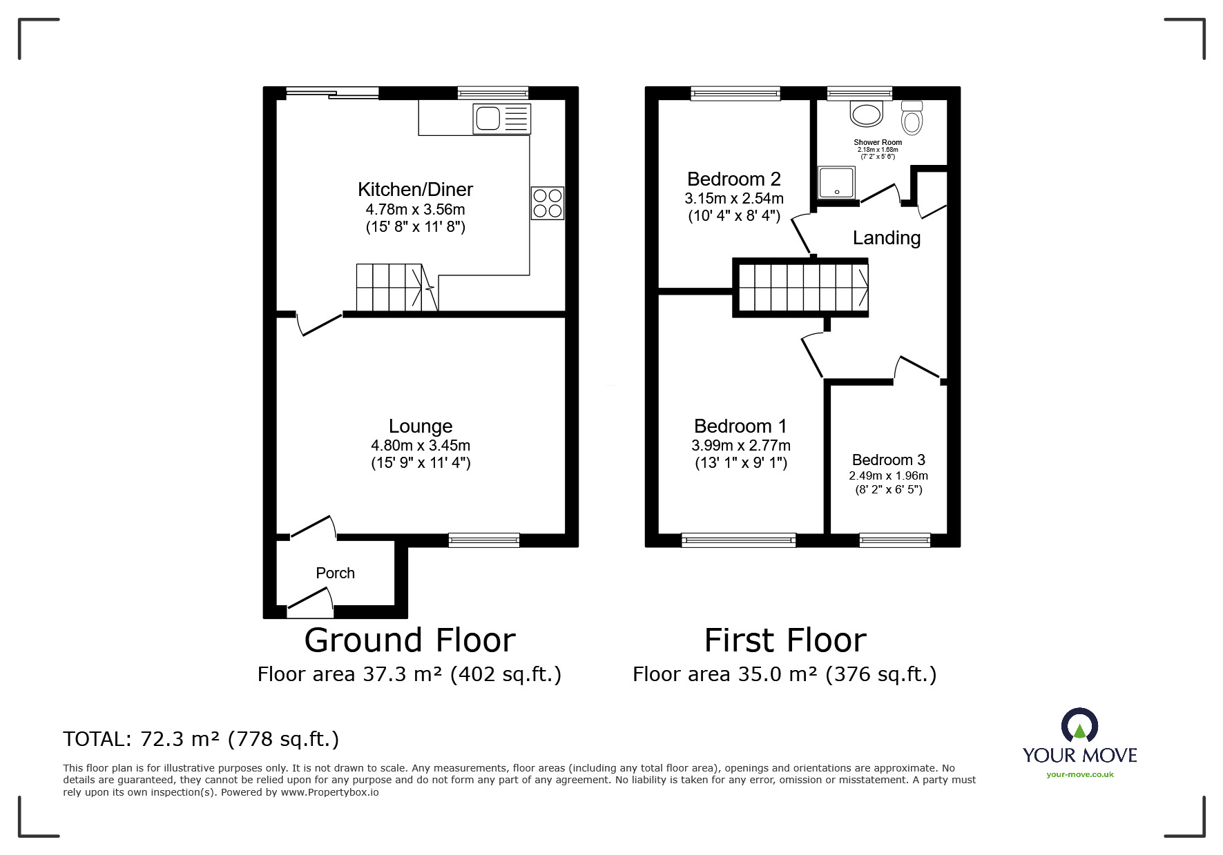 Floorplan of 3 bedroom Mid Terrace House for sale, Chaffinch Close, Chatham, Kent, ME5