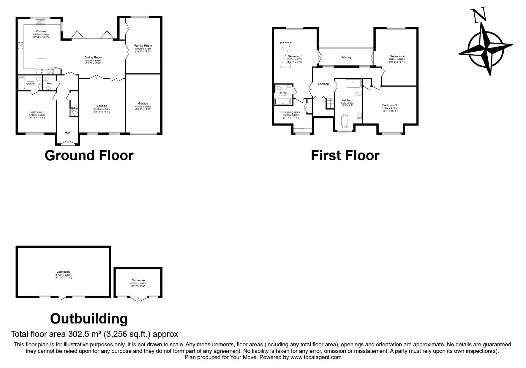 Floorplan of 4 bedroom Detached House for sale, Robin Hood Lane, Blue Bell Hill, Kent, ME5