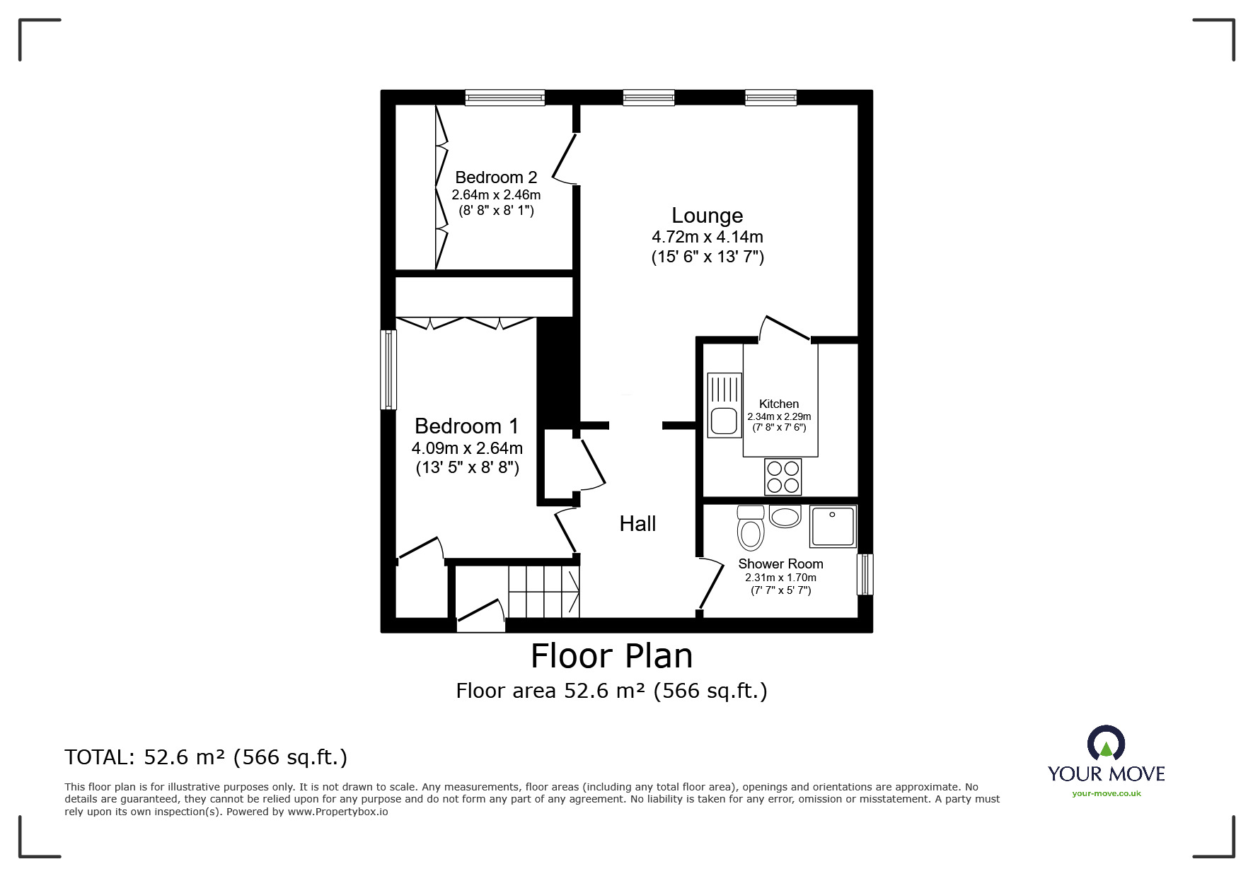 Floorplan of 2 bedroom  Flat for sale, Marston Close, Chatham, Kent, ME5