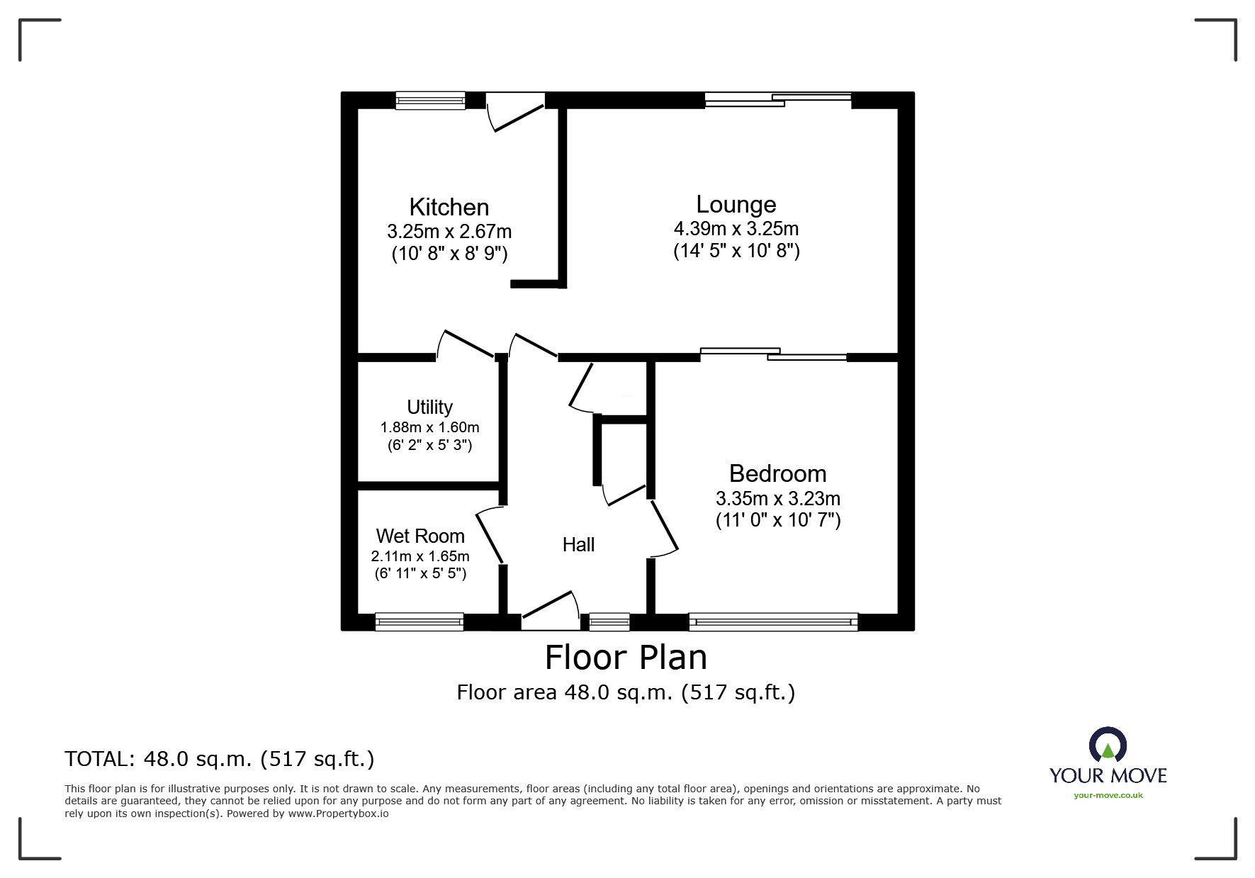 Floorplan of 1 bedroom End Terrace Bungalow for sale, Arnhem Drive, Chatham, Kent, ME5