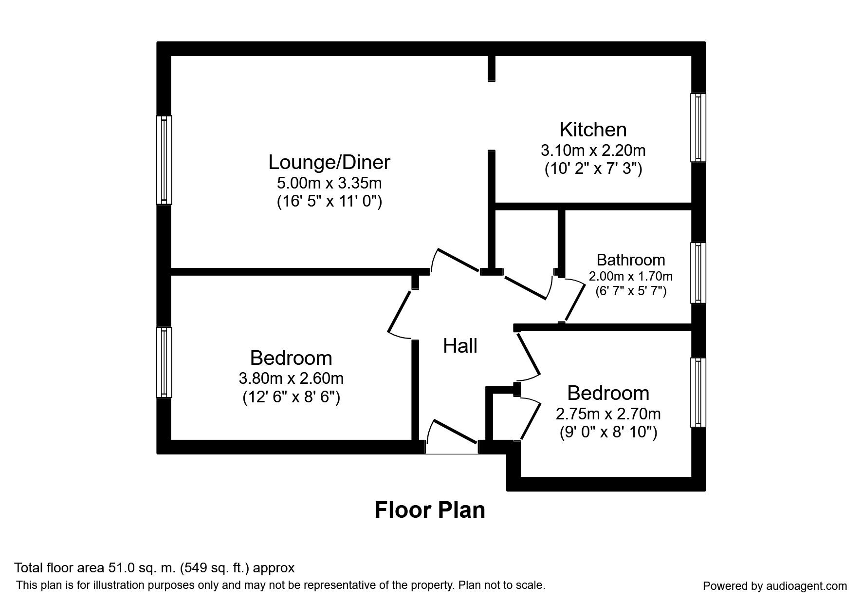 Floorplan of 2 bedroom  Flat to rent, Chillingham Road, Newcastle Upon Tyne, NE6