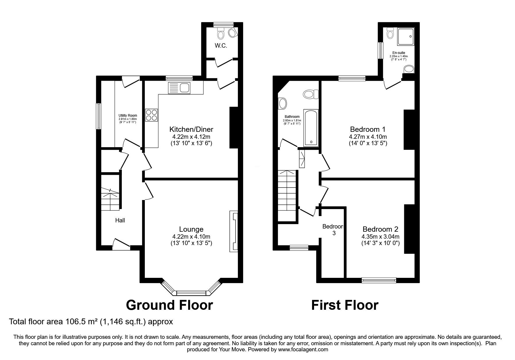 Floorplan of 3 bedroom Semi Detached House for sale, Northumberland Villas, Tyne and Wear, NE28