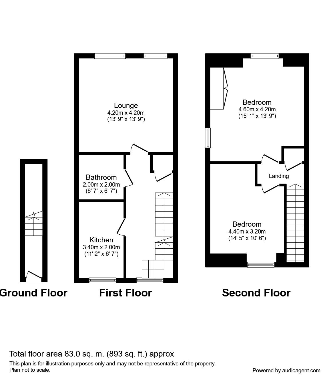 Floorplan of 2 bedroom  Flat to rent, Billys Copse, Havant, Hampshire, PO9