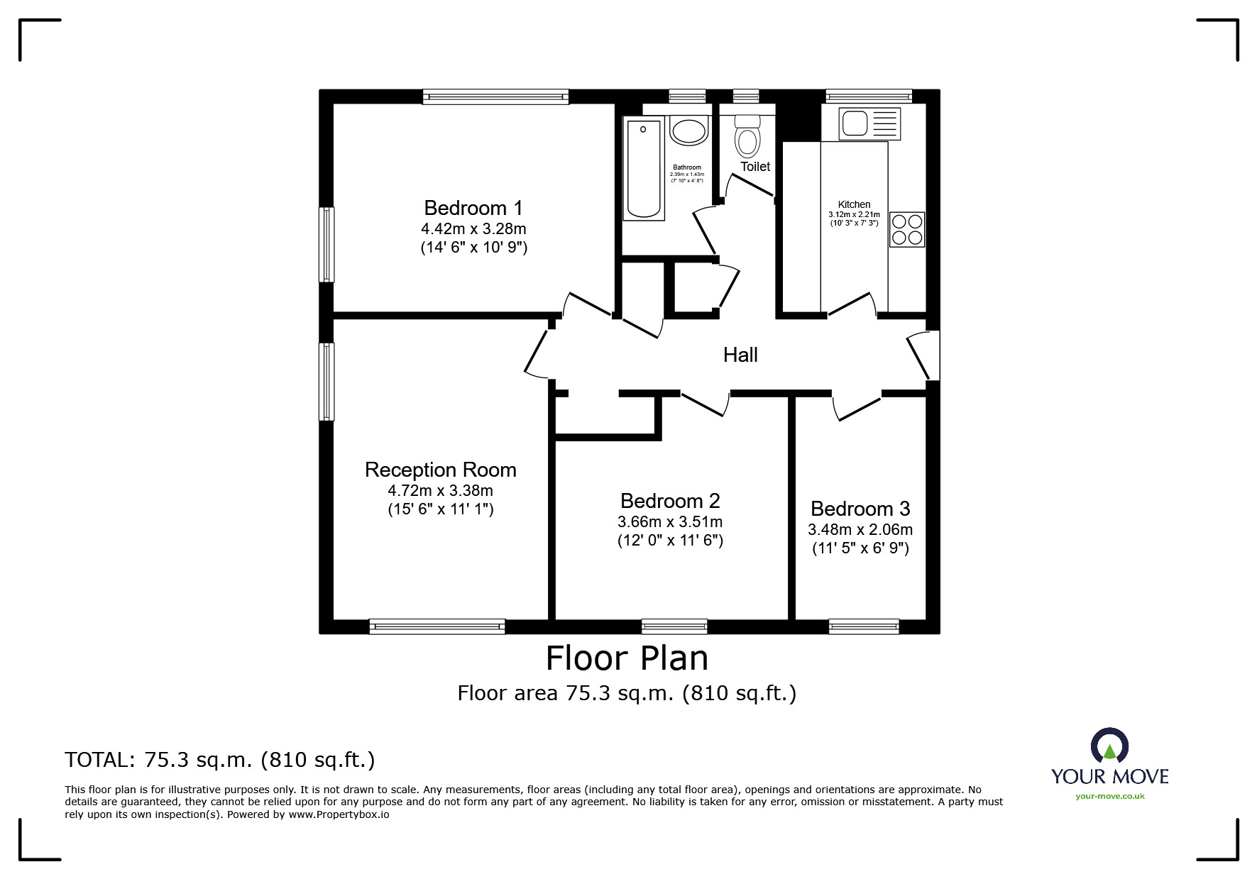 Floorplan of 3 bedroom  Flat for sale, Chapel Street, London, NW1