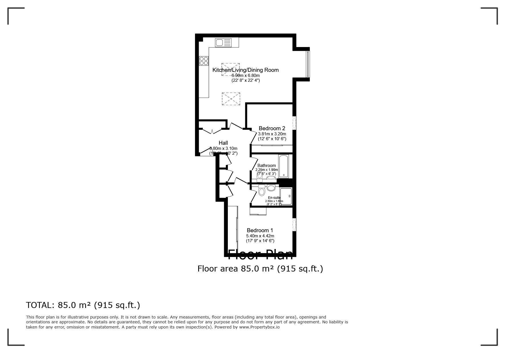 Floorplan of 2 bedroom  Flat for sale, St. Albans Road, Watford, Hertfordshire, WD24