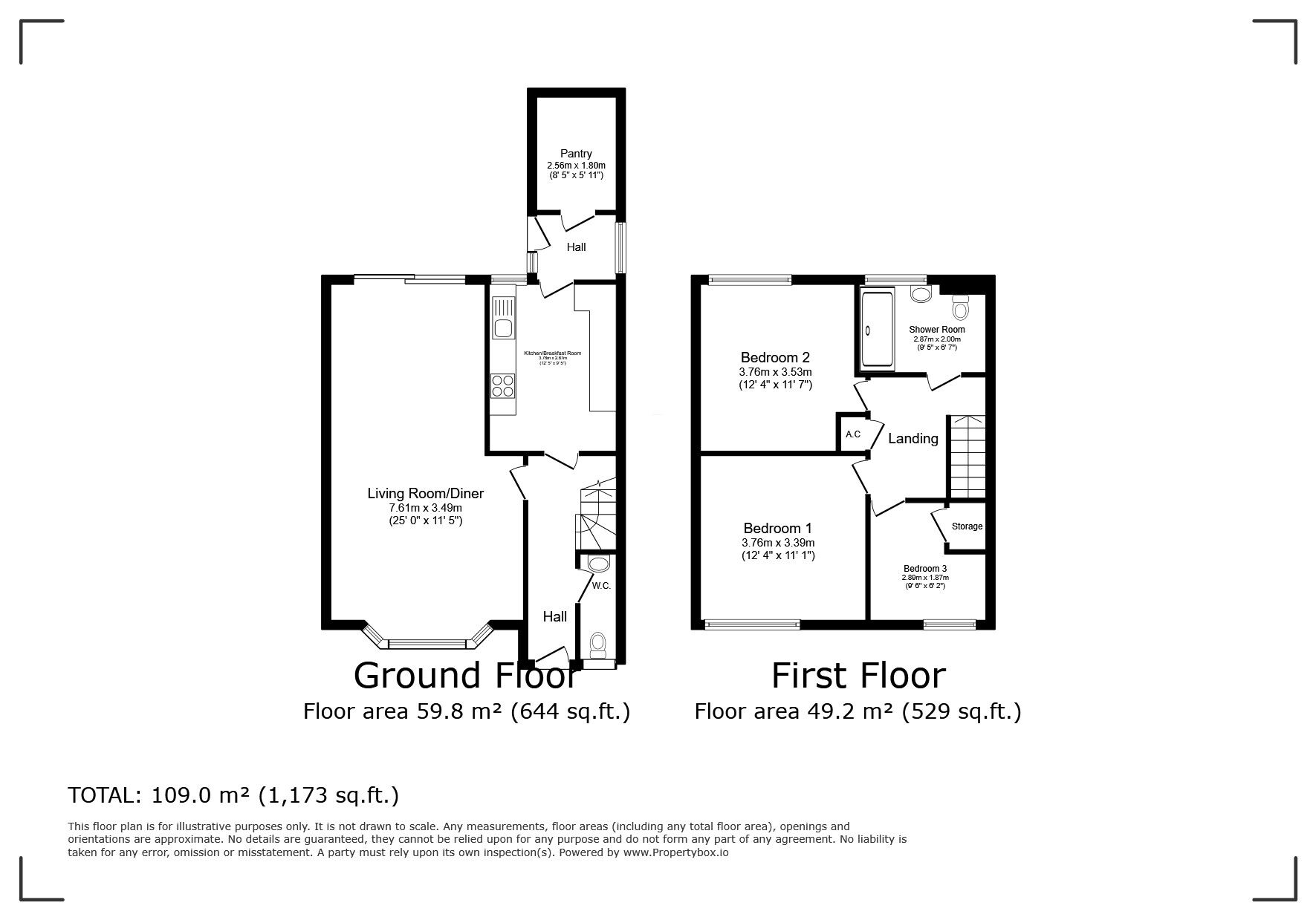 Floorplan of 3 bedroom Mid Terrace House for sale, St. Agnells Lane, Hemel Hempstead, Hertfordshire, HP2