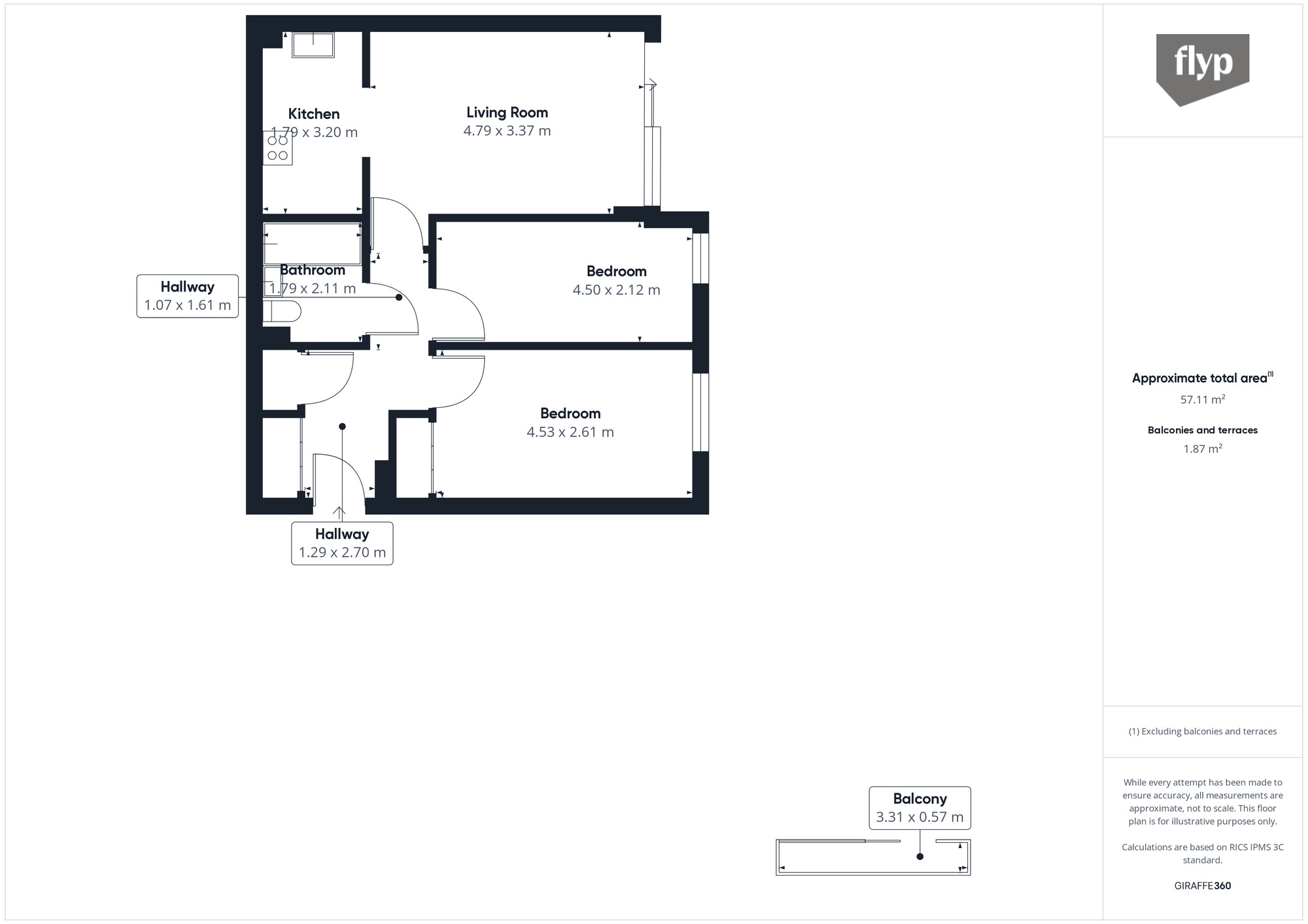 Floorplan of 2 bedroom  Flat for sale, Lord Street, Watford, Hertfordshire, WD17