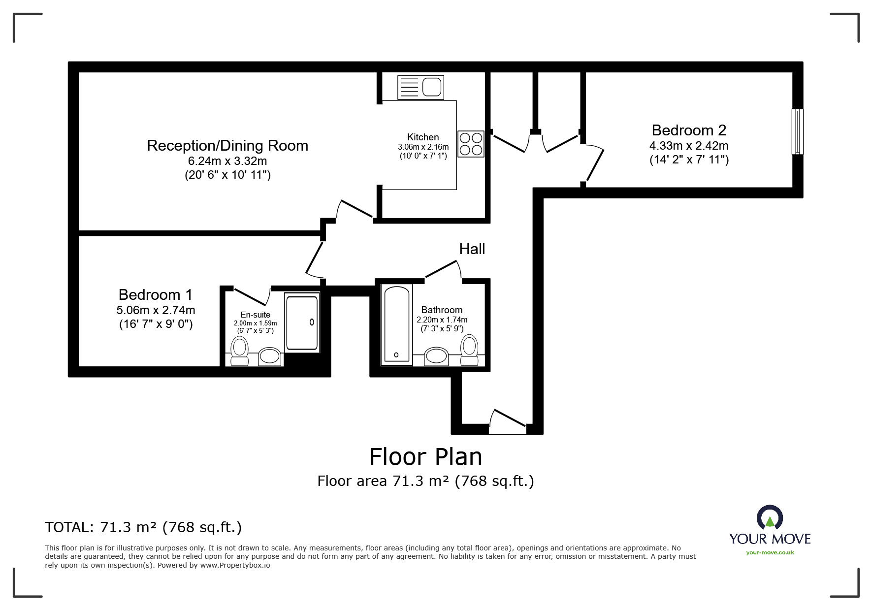 Floorplan of 2 bedroom  Flat for sale, Wharf Lane, Rickmansworth, Hertfordshire, WD3