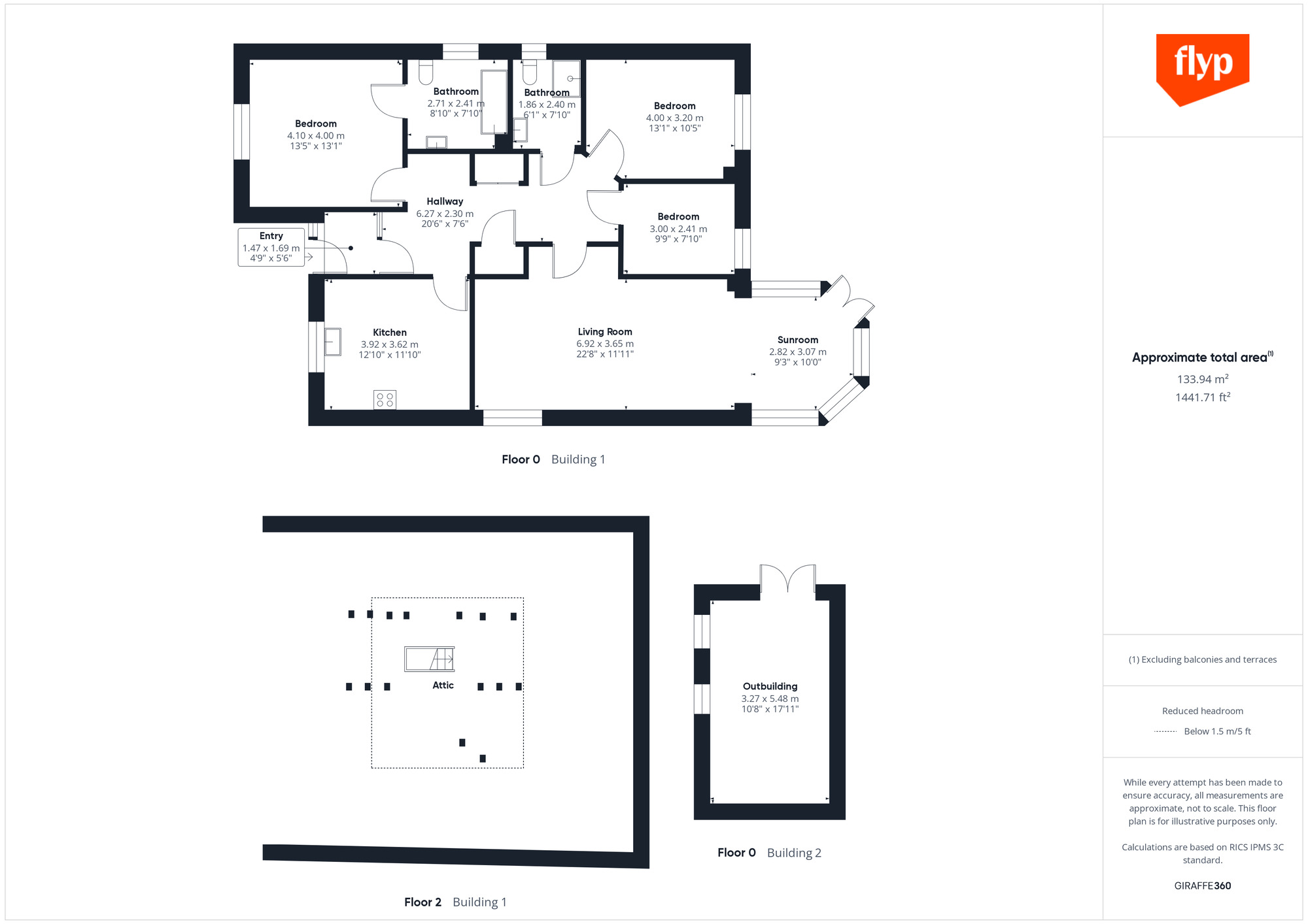 Floorplan of 3 bedroom Detached Bungalow for sale, Frobisher Close, Bushey, Hertfordshire, WD23