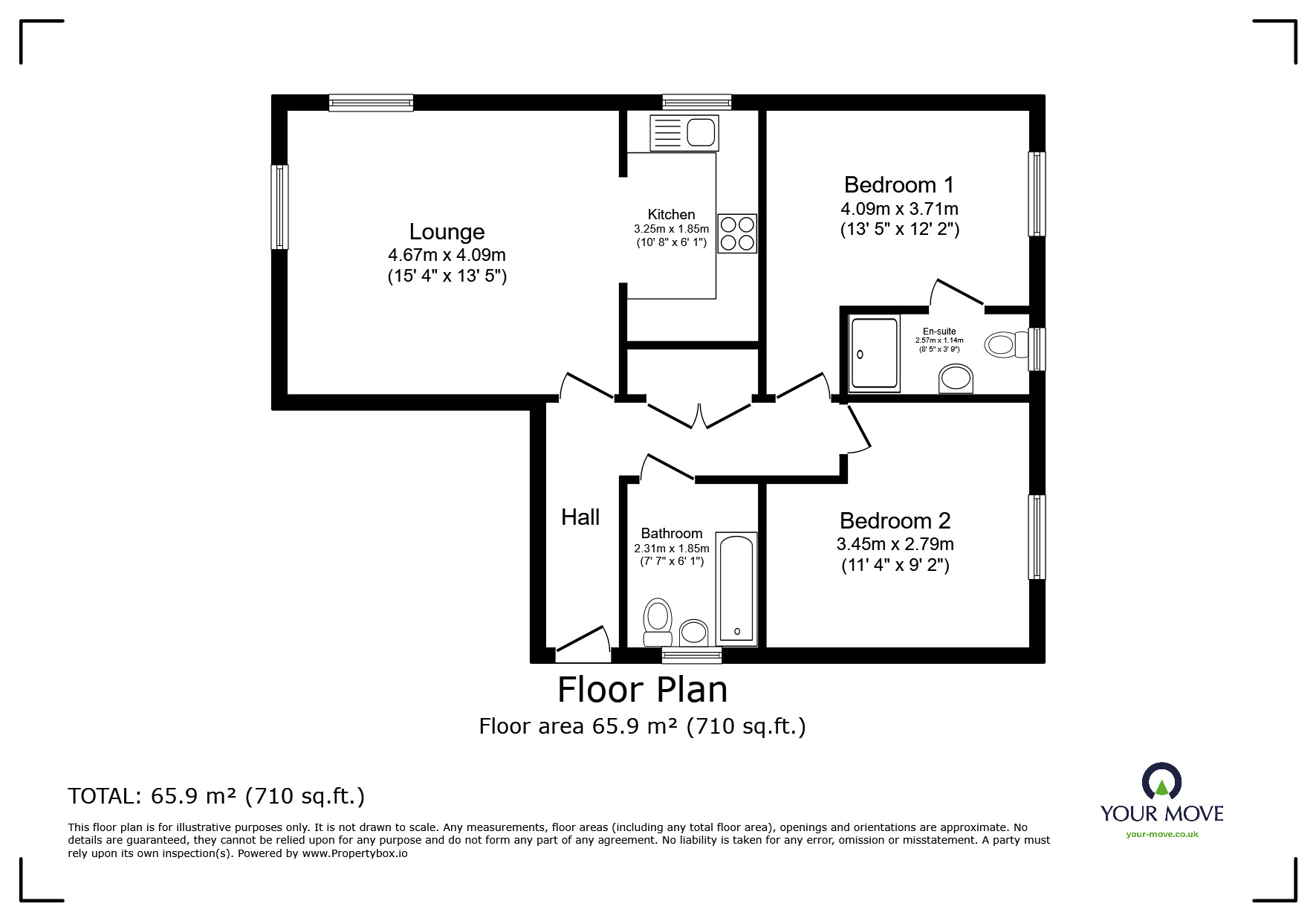 Floorplan of 2 bedroom  Flat for sale, Raven Close, Watford, Hertfordshire, WD18