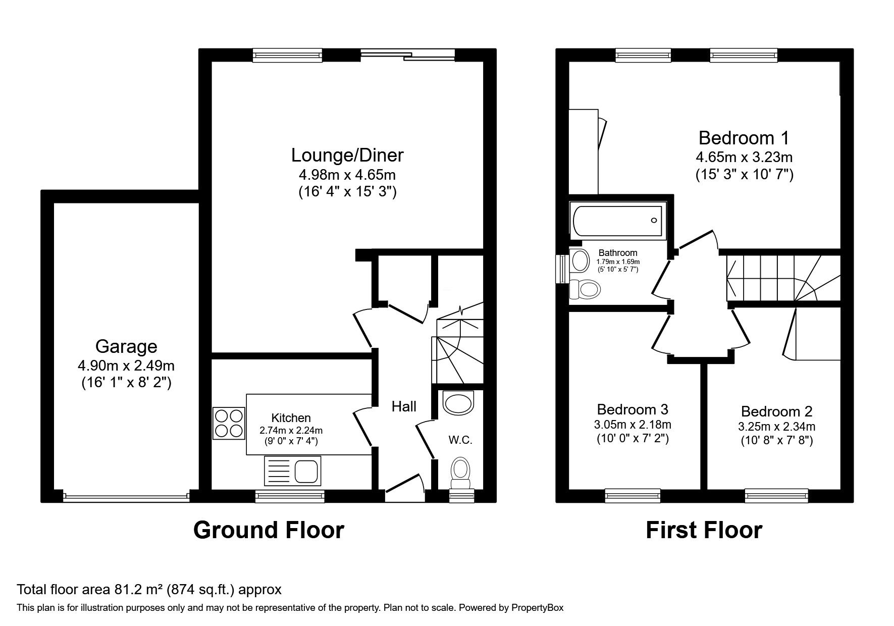 Floorplan of 3 bedroom Semi Detached House for sale, Cherry Hills, Watford, Hertfordshire, WD19