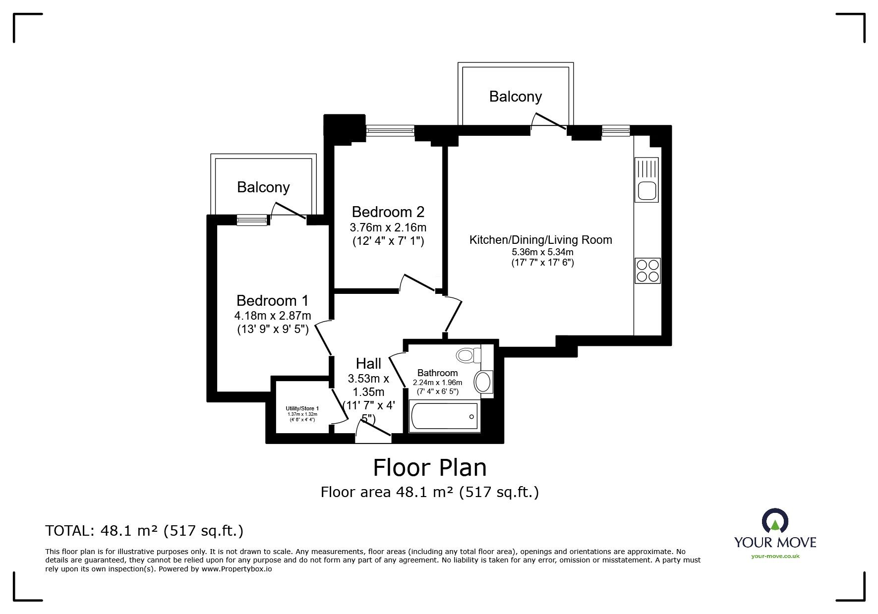 Floorplan of 2 bedroom  Flat for sale, West Street, Watford, Hertfordshire, WD17