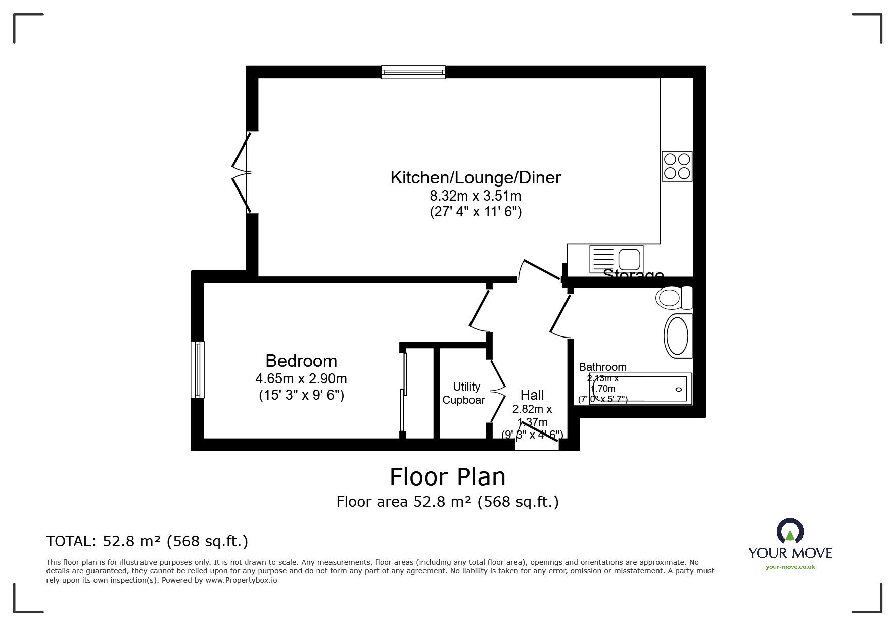 Floorplan of 1 bedroom  Flat for sale, St. Johns Road, Watford, Hertfordshire, WD17