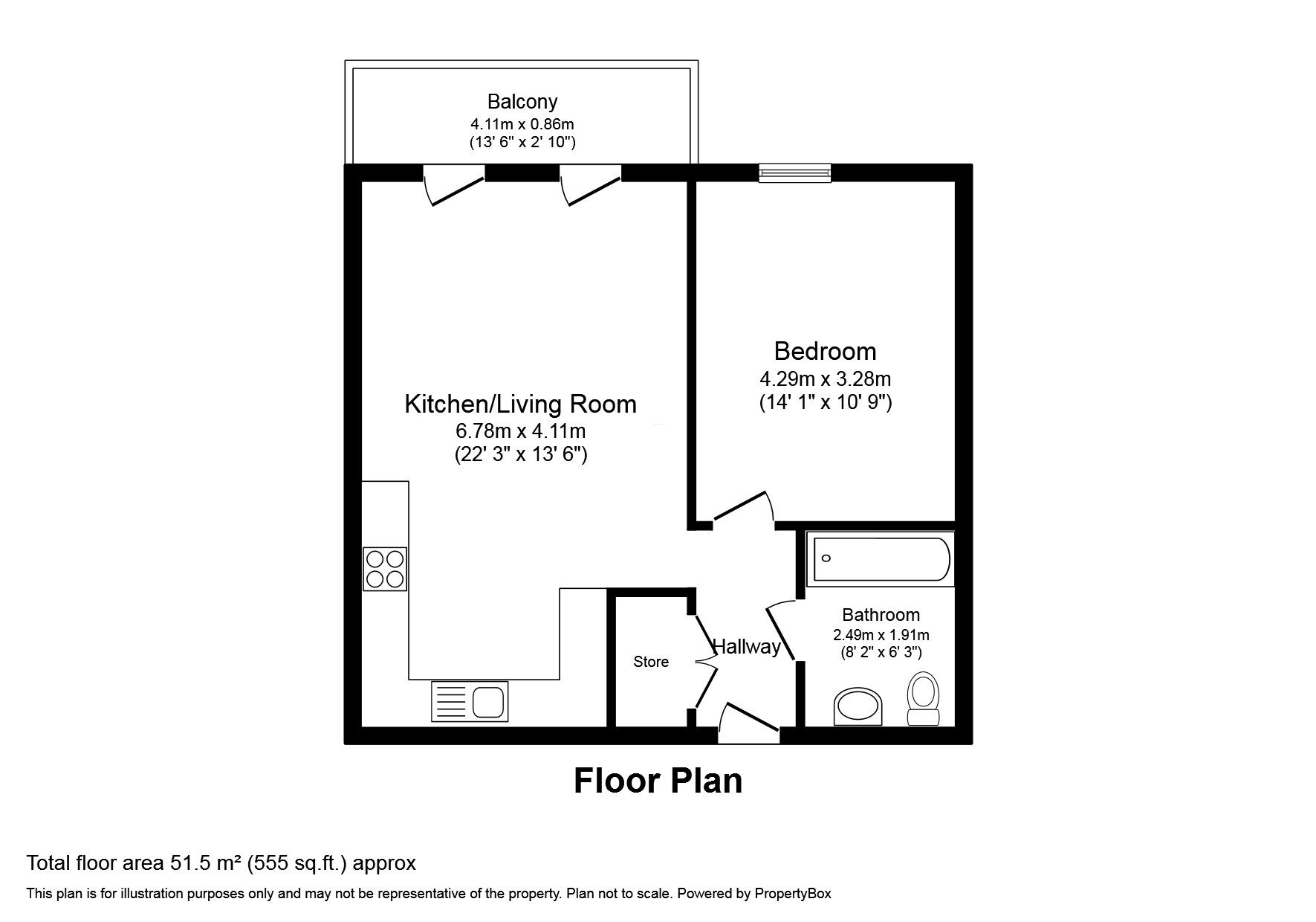 Floorplan of 1 bedroom  Flat for sale, Granville Road, Watford, Hertfordshire, WD18