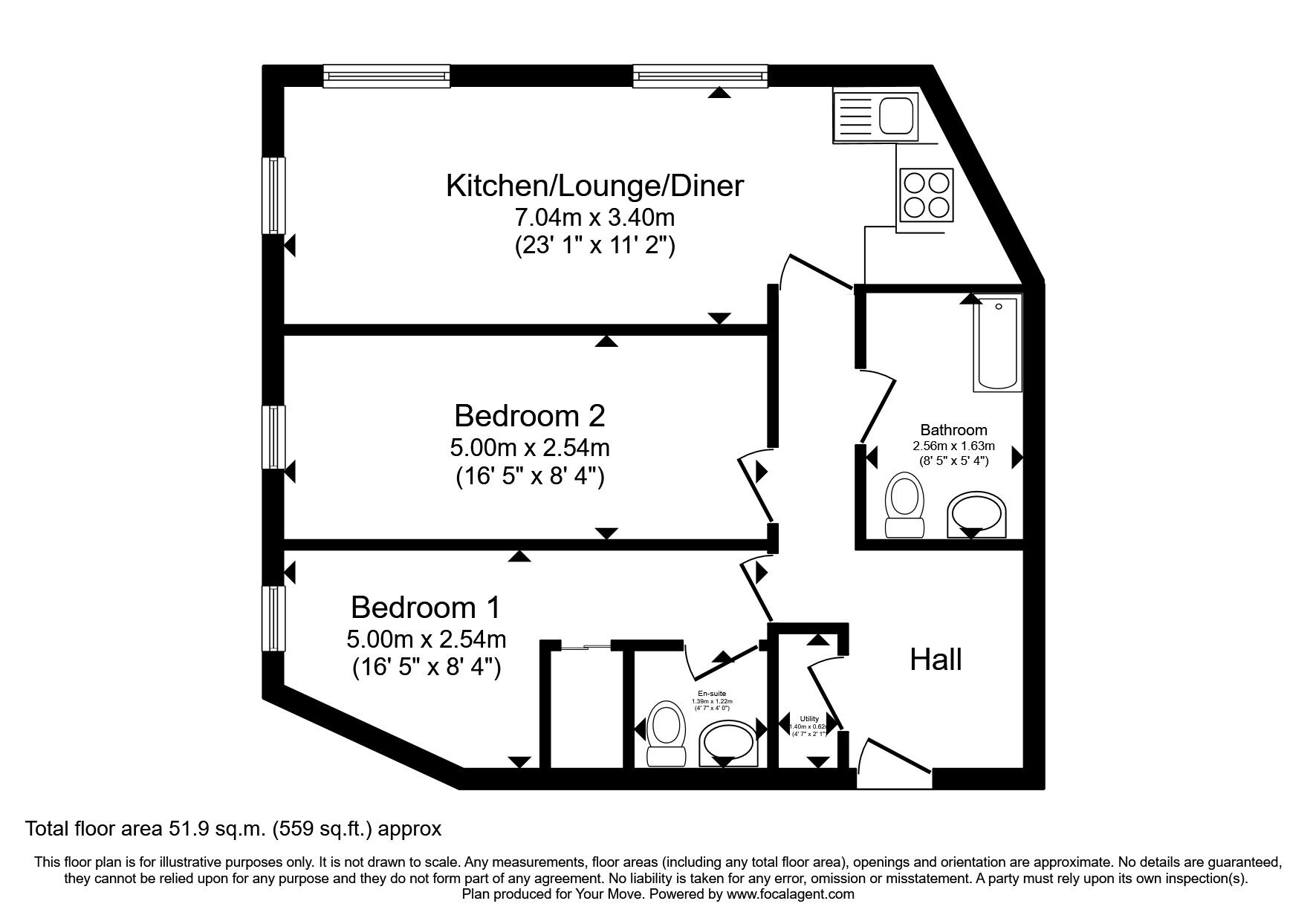 Floorplan of 2 bedroom  Flat for sale, Attenborough Court, Owen Square, Hertfordshire, WD19