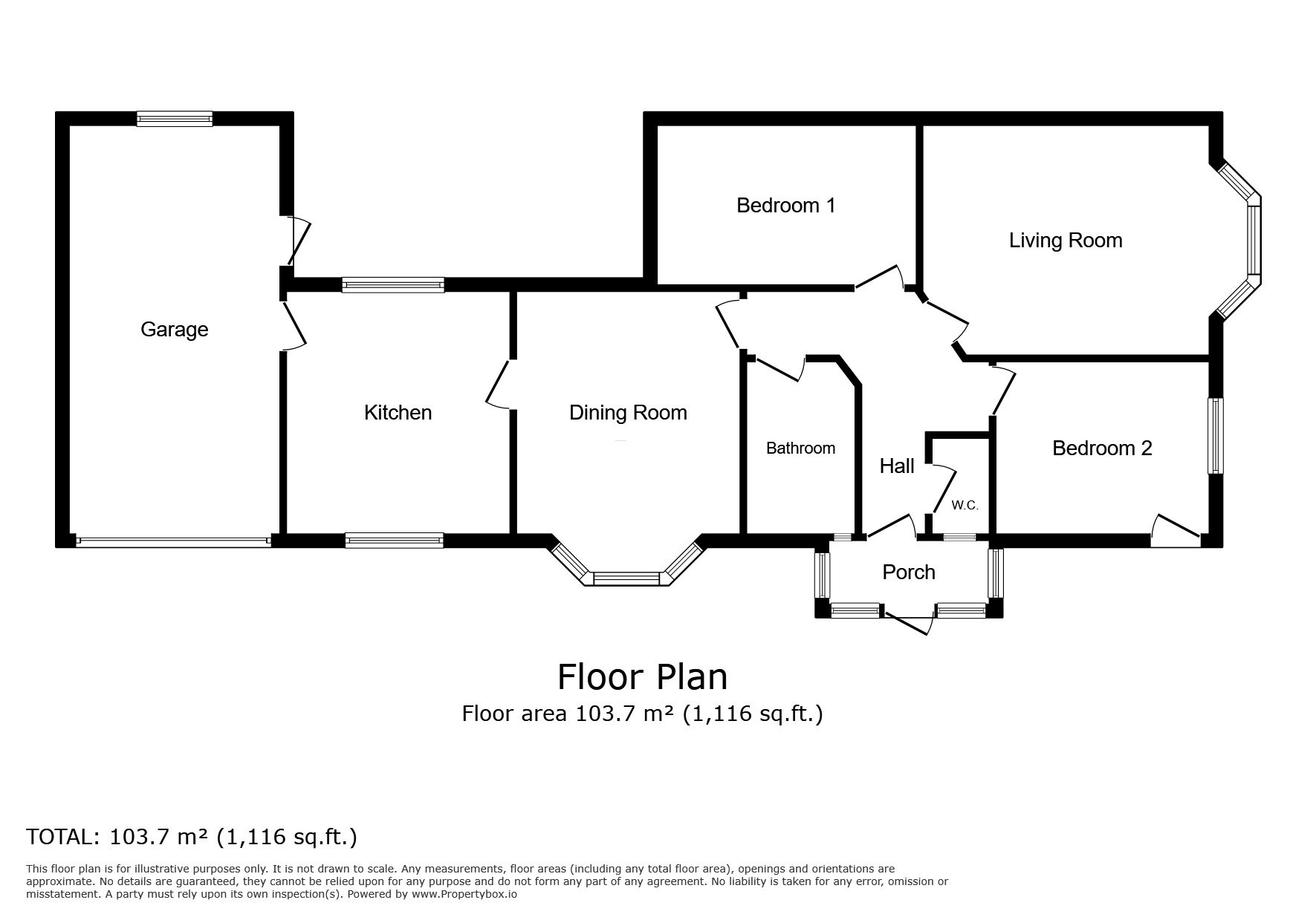 Floorplan of 2 bedroom Semi Detached Bungalow for sale, Hatherton Avenue, Cullercoats, Tyne and Wear, NE30