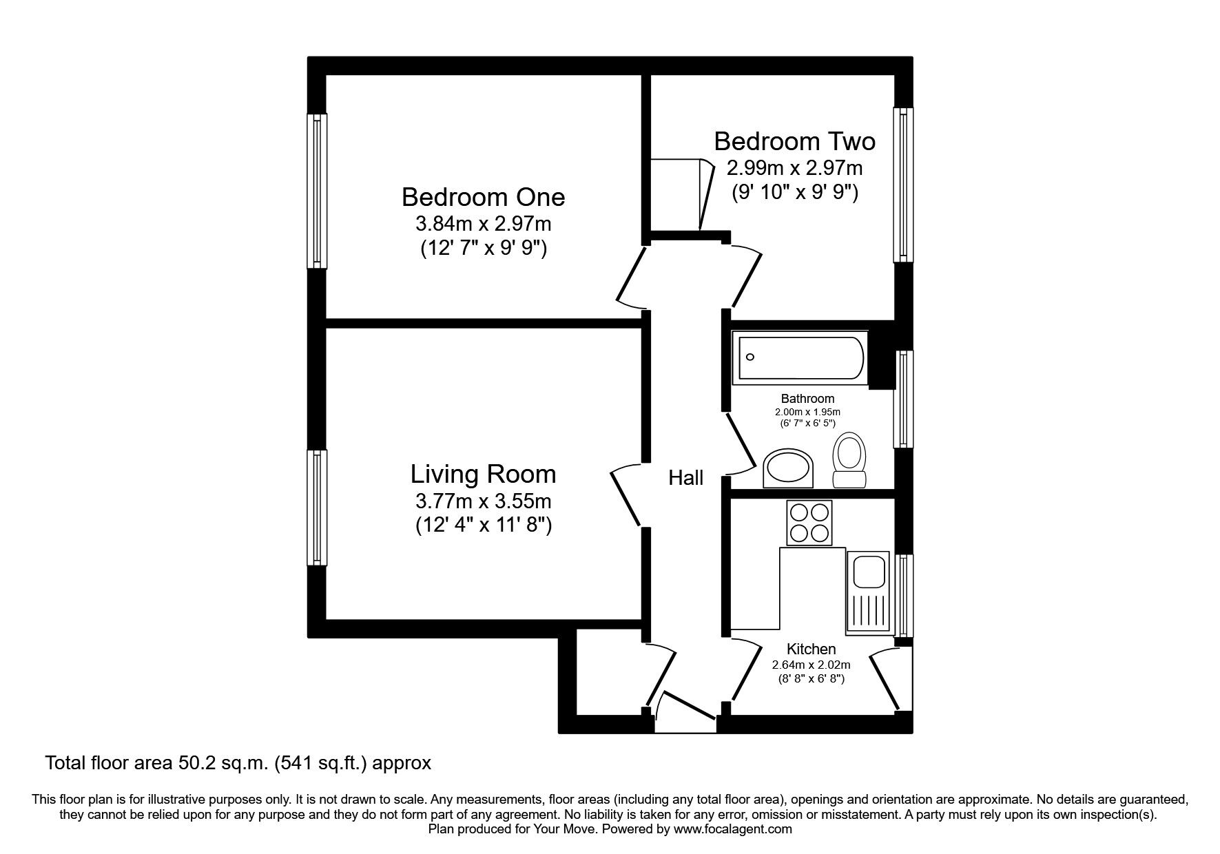 Floorplan of 2 bedroom  Flat to rent, Peebles Close, North Shields, Tyne and Wear, NE29