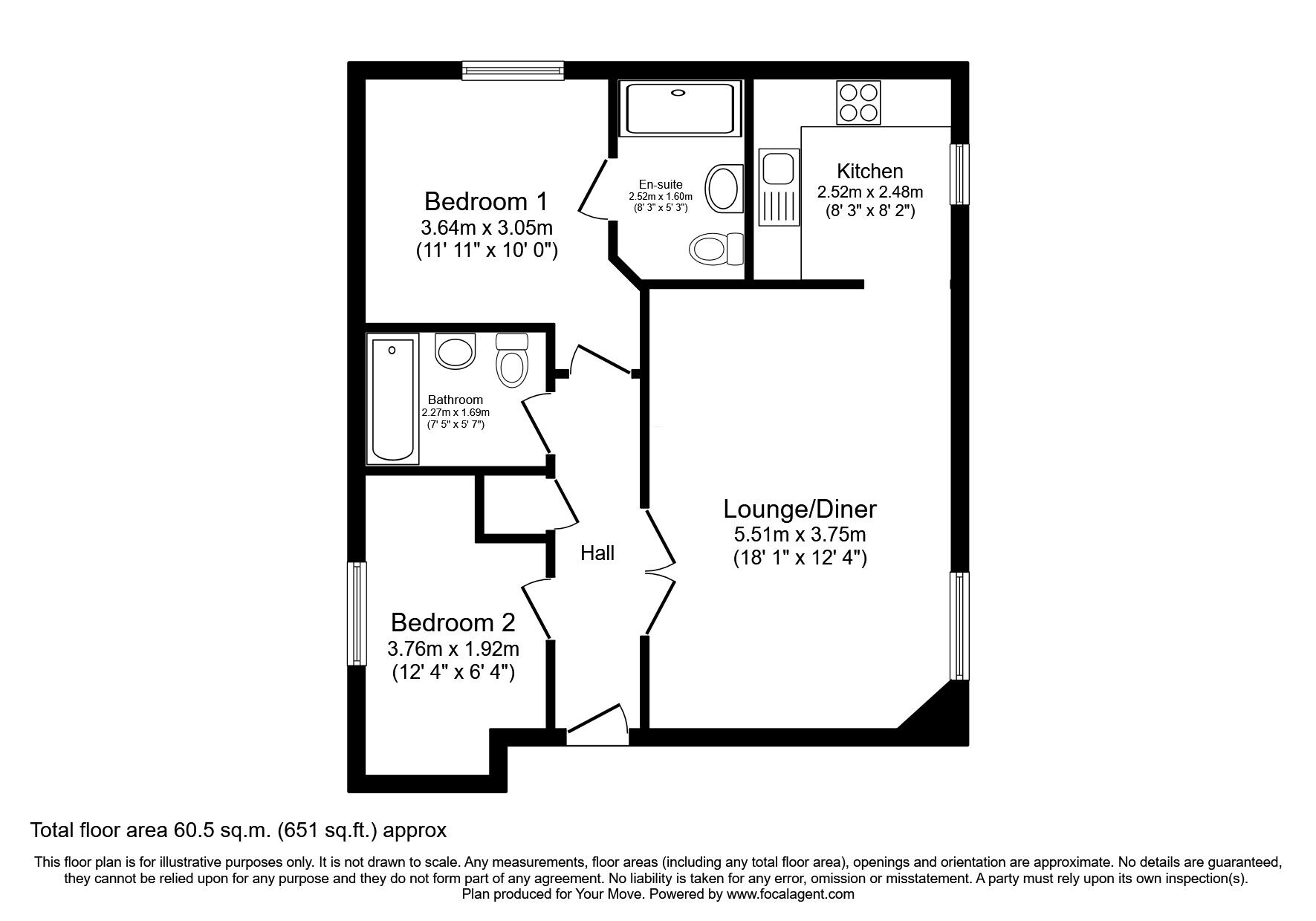 Floorplan of 2 bedroom  Flat to rent, Brookfield, West Allotment, Tyne and Wear, NE27