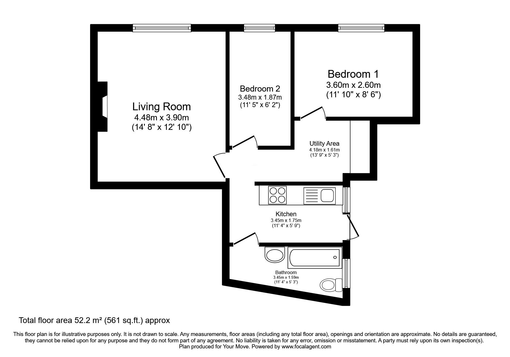 Floorplan of 2 bedroom  Flat for sale, West Percy Street, North Shields, Tyne and Wear, NE29