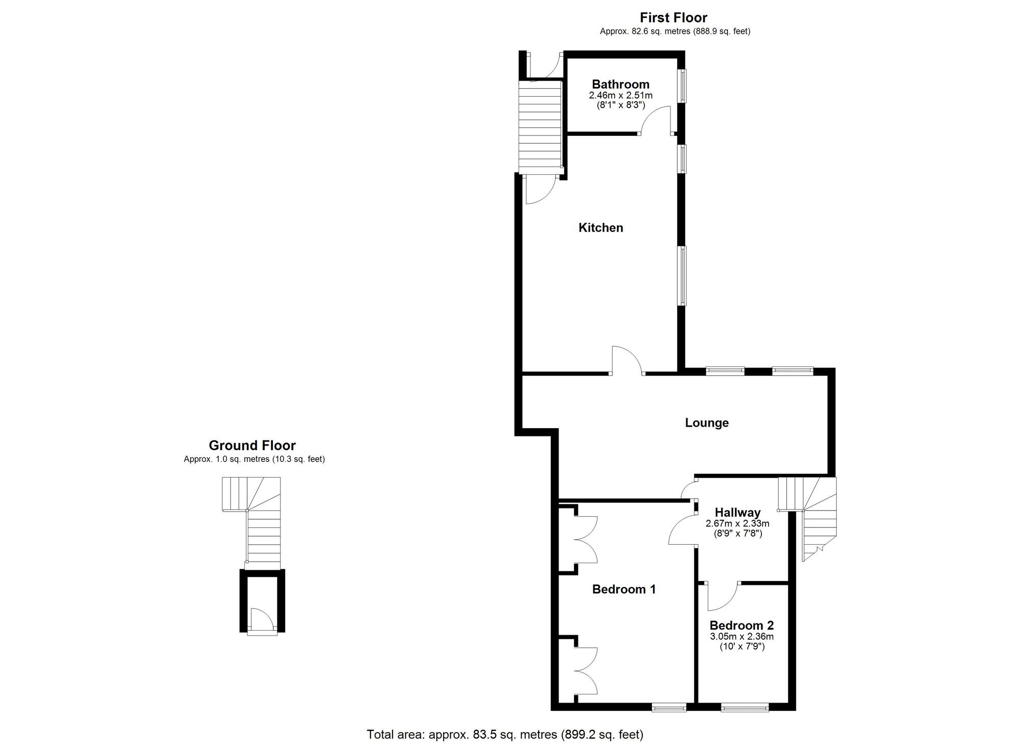 Floorplan of 2 bedroom  Flat to rent, Clarence Street, Seaton Sluice, Northumberland, NE26