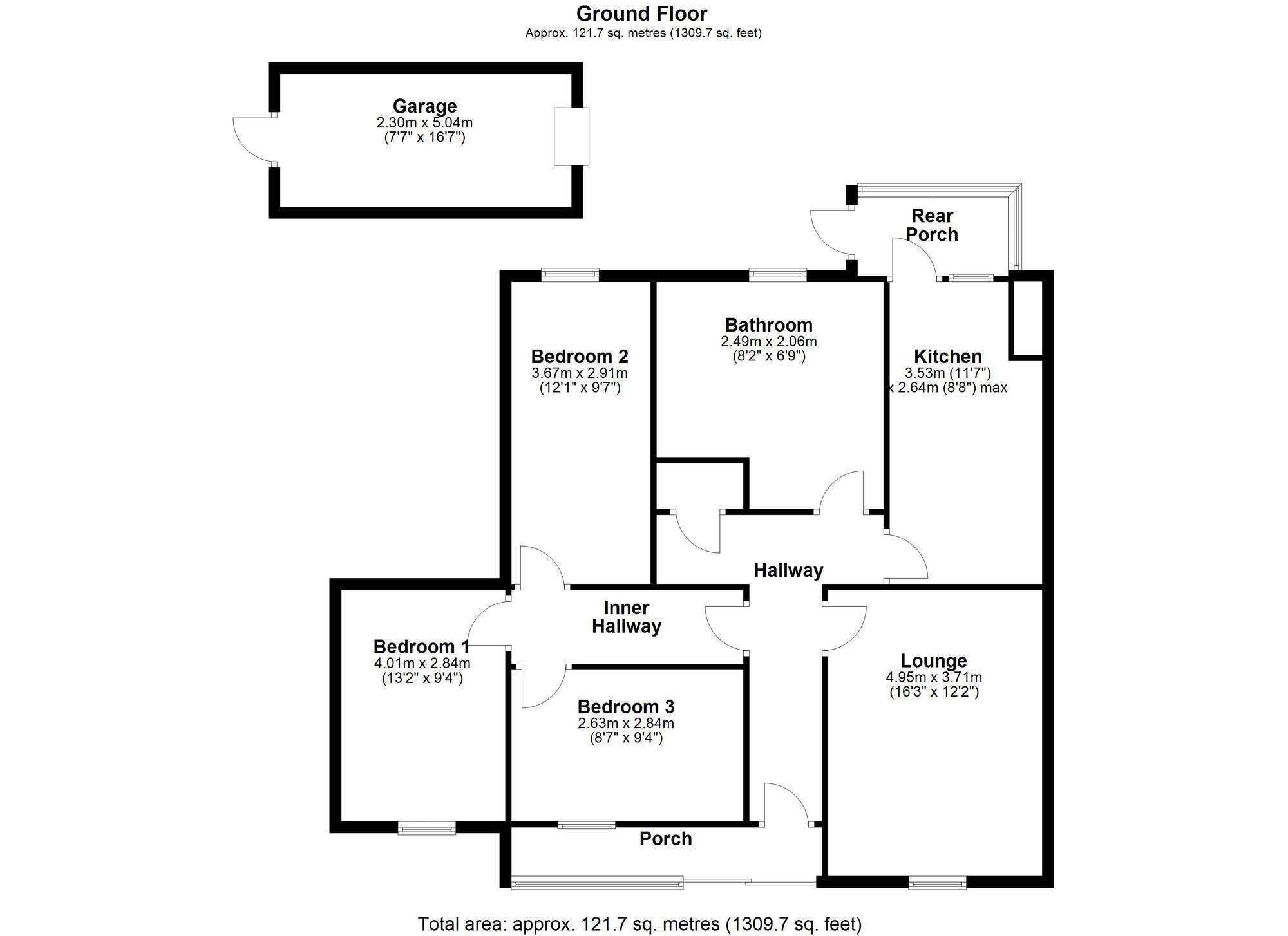 Floorplan of 3 bedroom Semi Detached Bungalow for sale, Wilton Close, Whitley Bay, Tyne and Wear, NE25