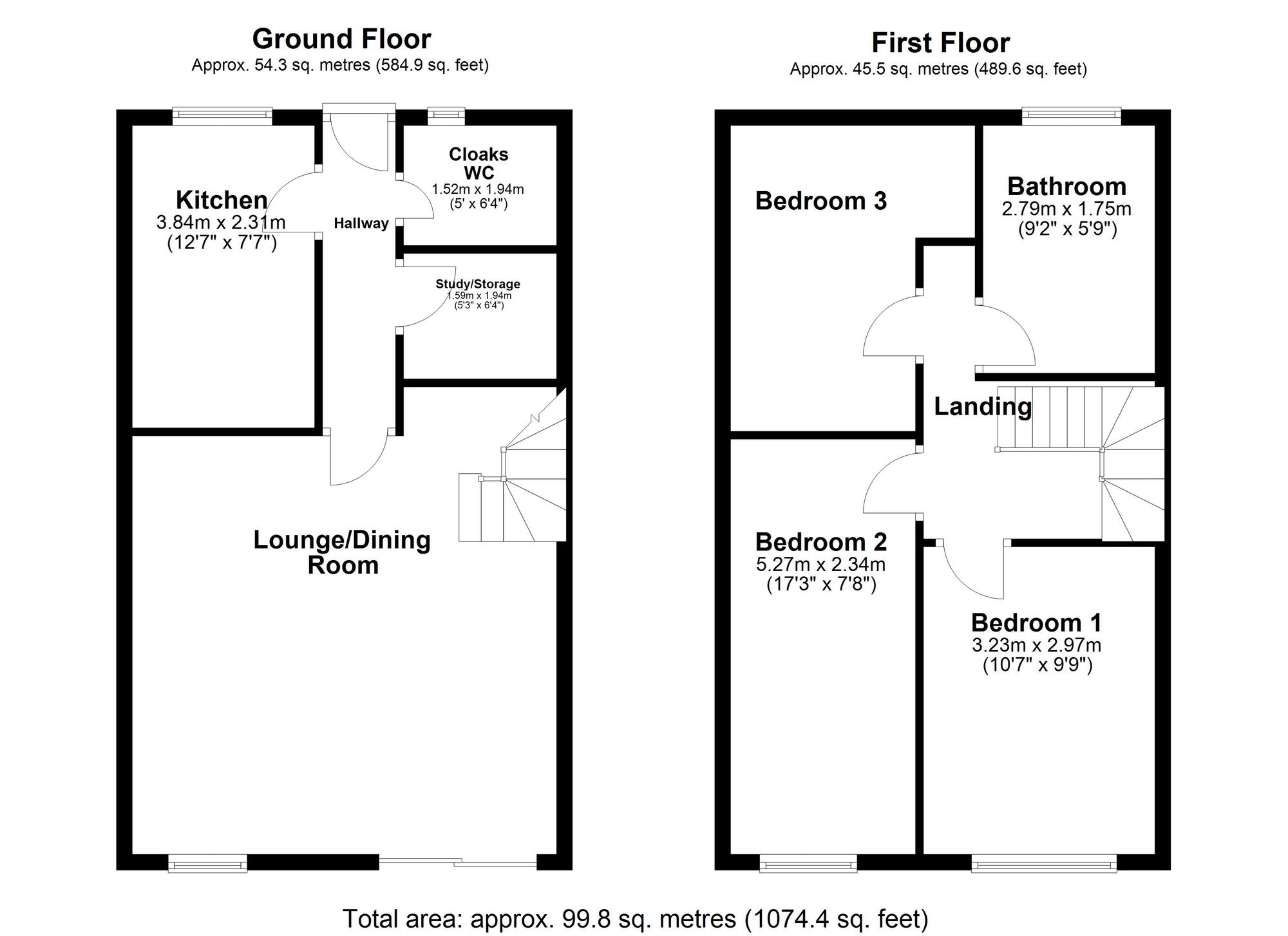 Floorplan of 3 bedroom Mid Terrace House for sale, Axminster Close, Cramlington, Northumberland, NE23