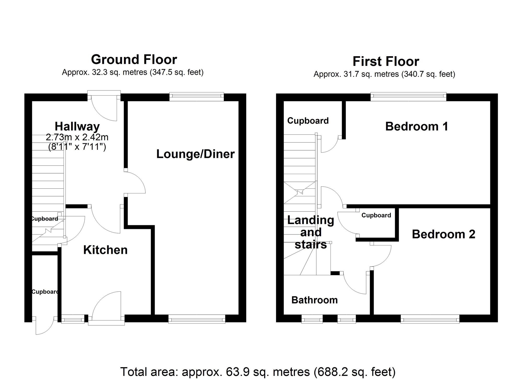 Floorplan of 2 bedroom Mid Terrace House for sale, Etal Close, Shiremoor, Tyne and Wear, NE27