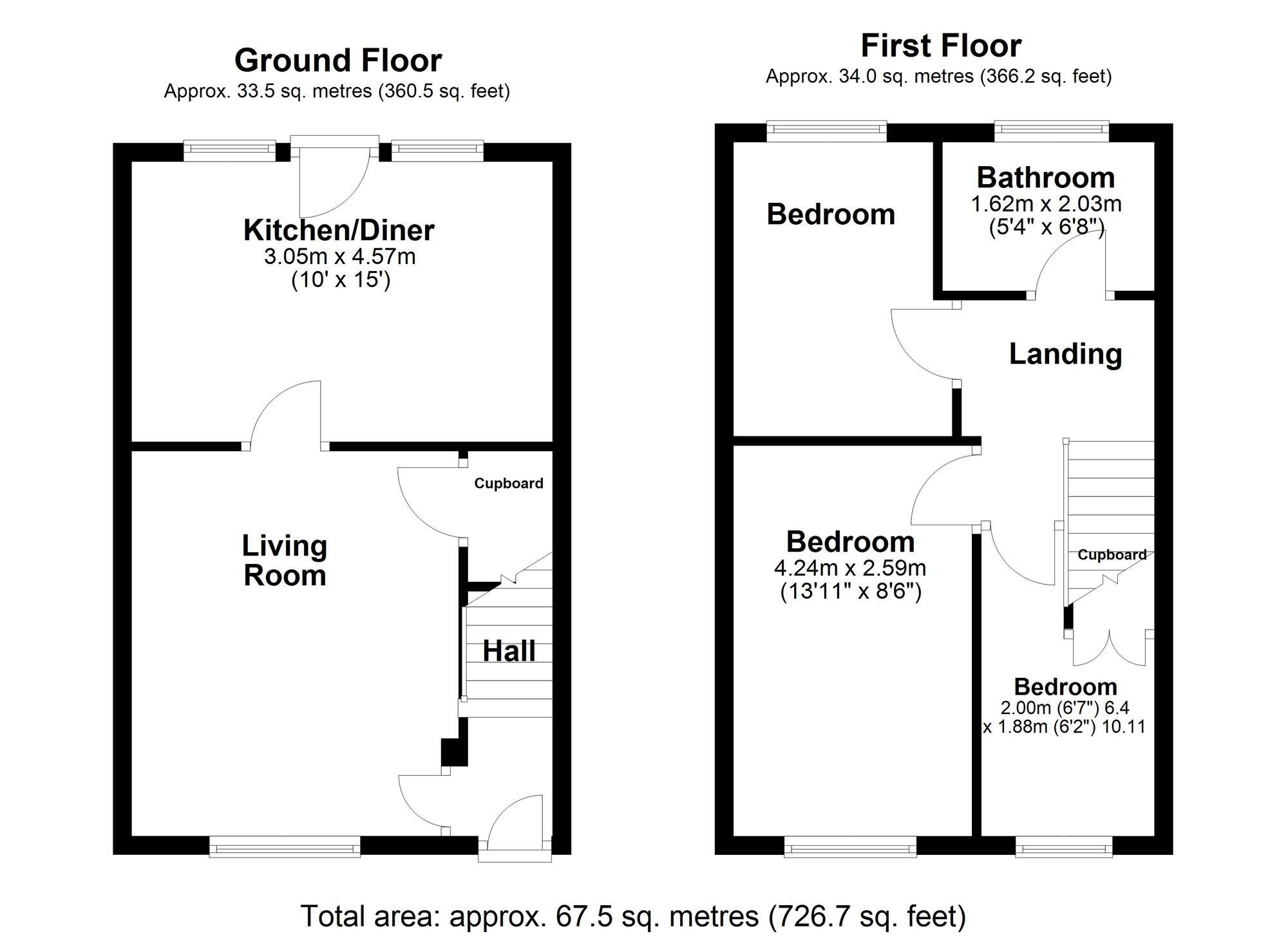 Floorplan of 3 bedroom Mid Terrace House for sale, Bristol Walk, New Hartley, Northumberland, NE25