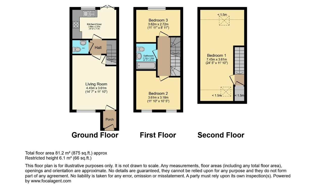 Floorplan of 3 bedroom Mid Terrace House for sale, Littlestone Wynd, The Fairways, Cramlington, NE23