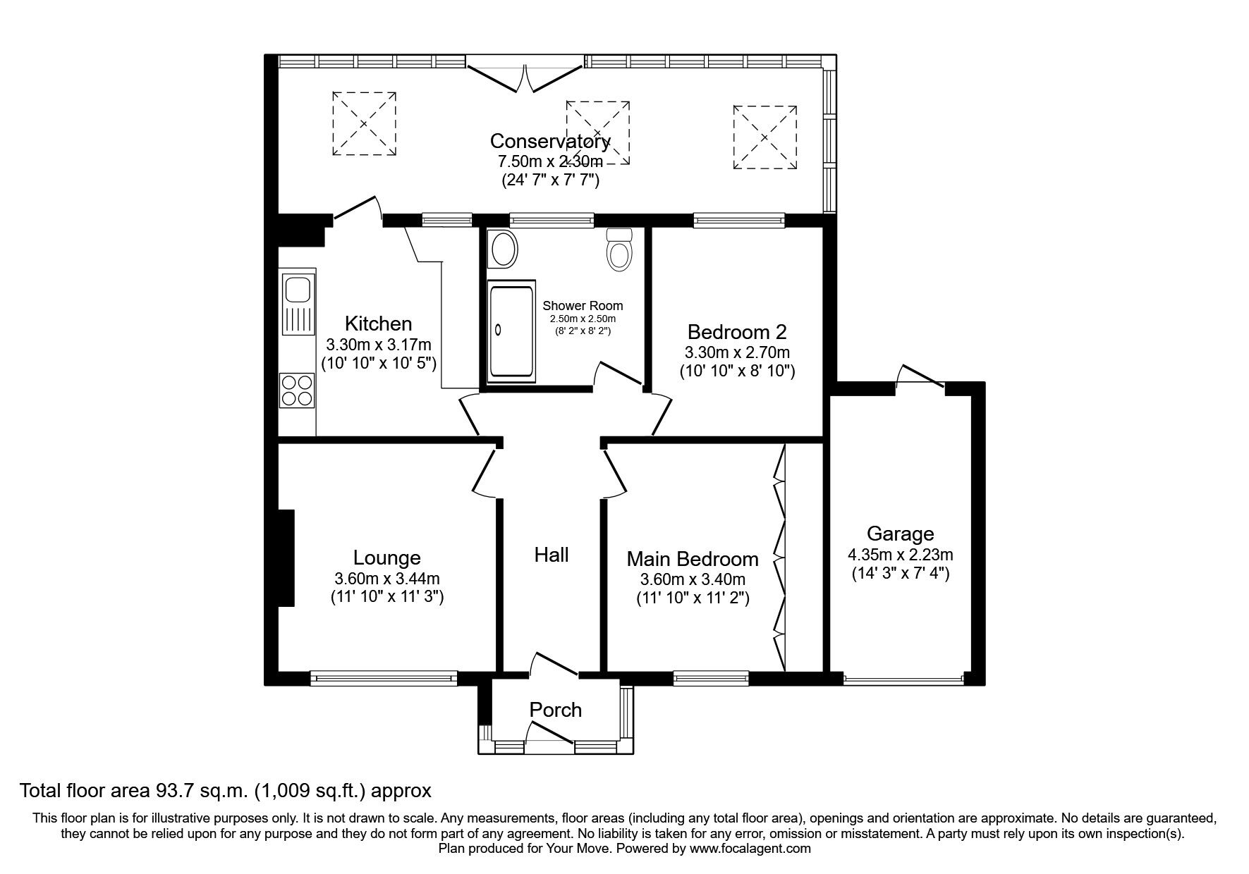 Floorplan of 2 bedroom Semi Detached Bungalow to rent, Angerton Avenue, Shiremoor, Tyne and Wear, NE27