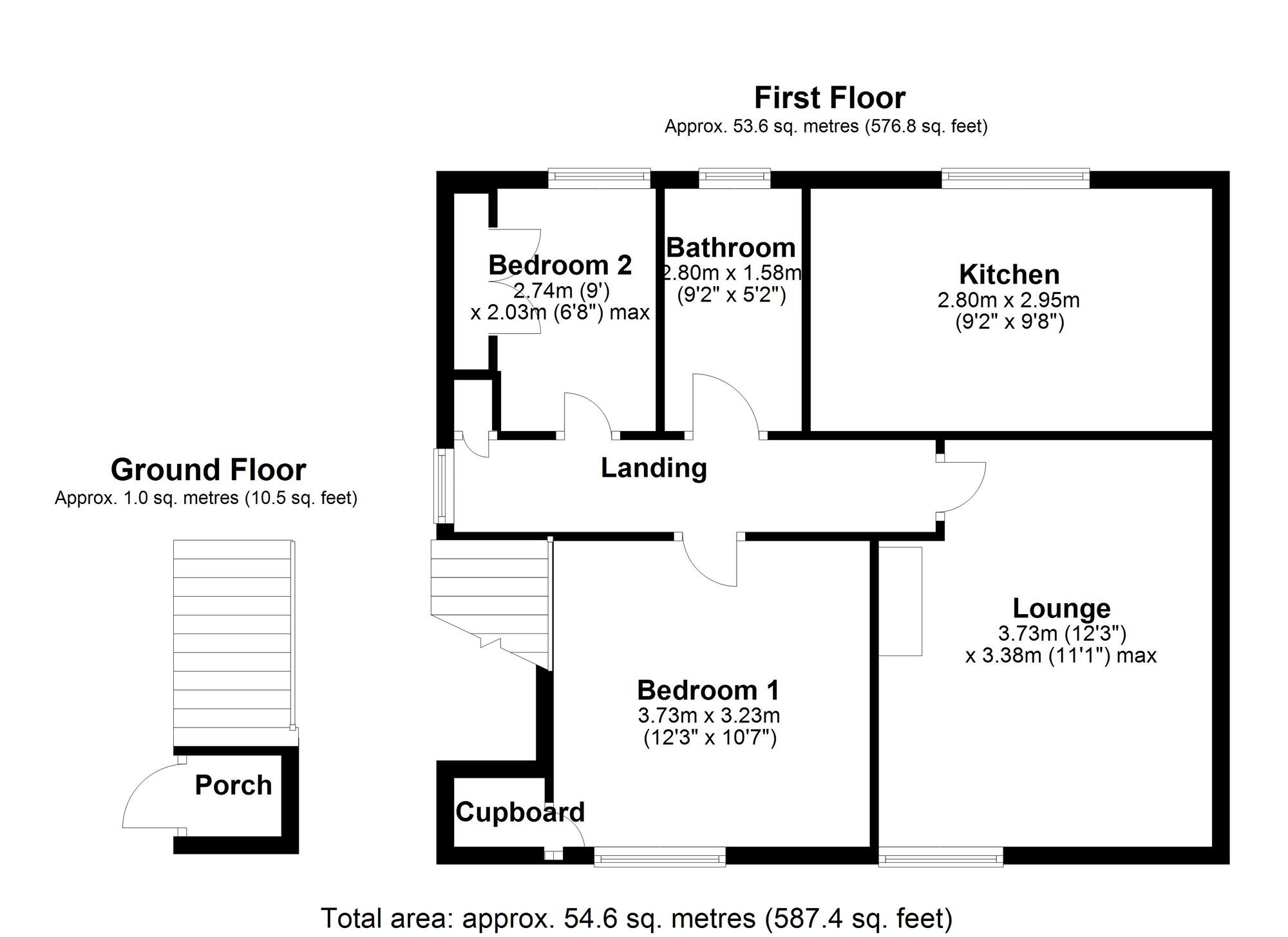 Floorplan of 2 bedroom End Terrace Flat for sale, Falmouth Road, Chirton Grange, North Tyneside,, NE29