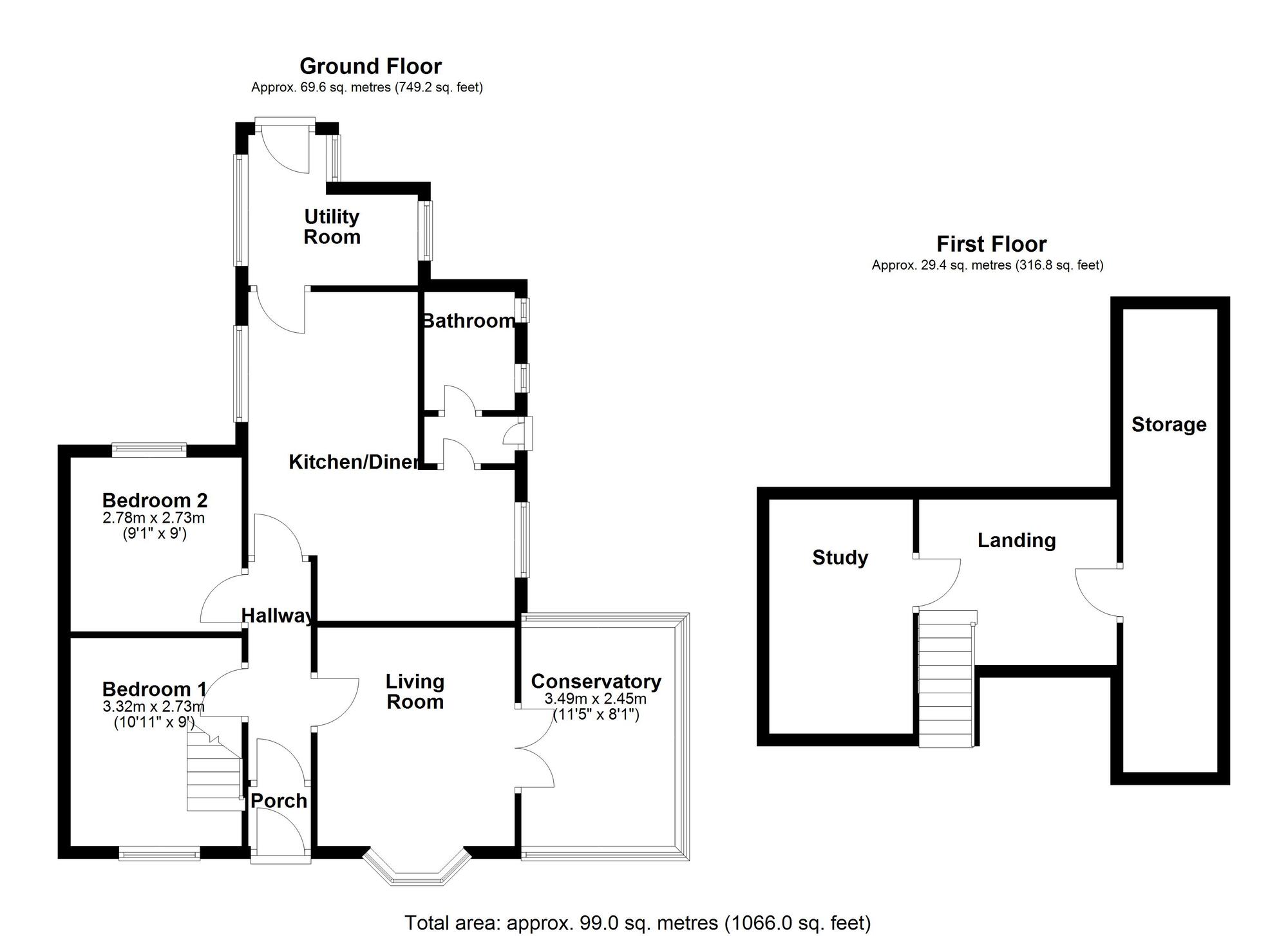 Floorplan of 3 bedroom Semi Detached Bungalow for sale, Pykerley Road, Whitley Bay, Tyne and Wear, NE25