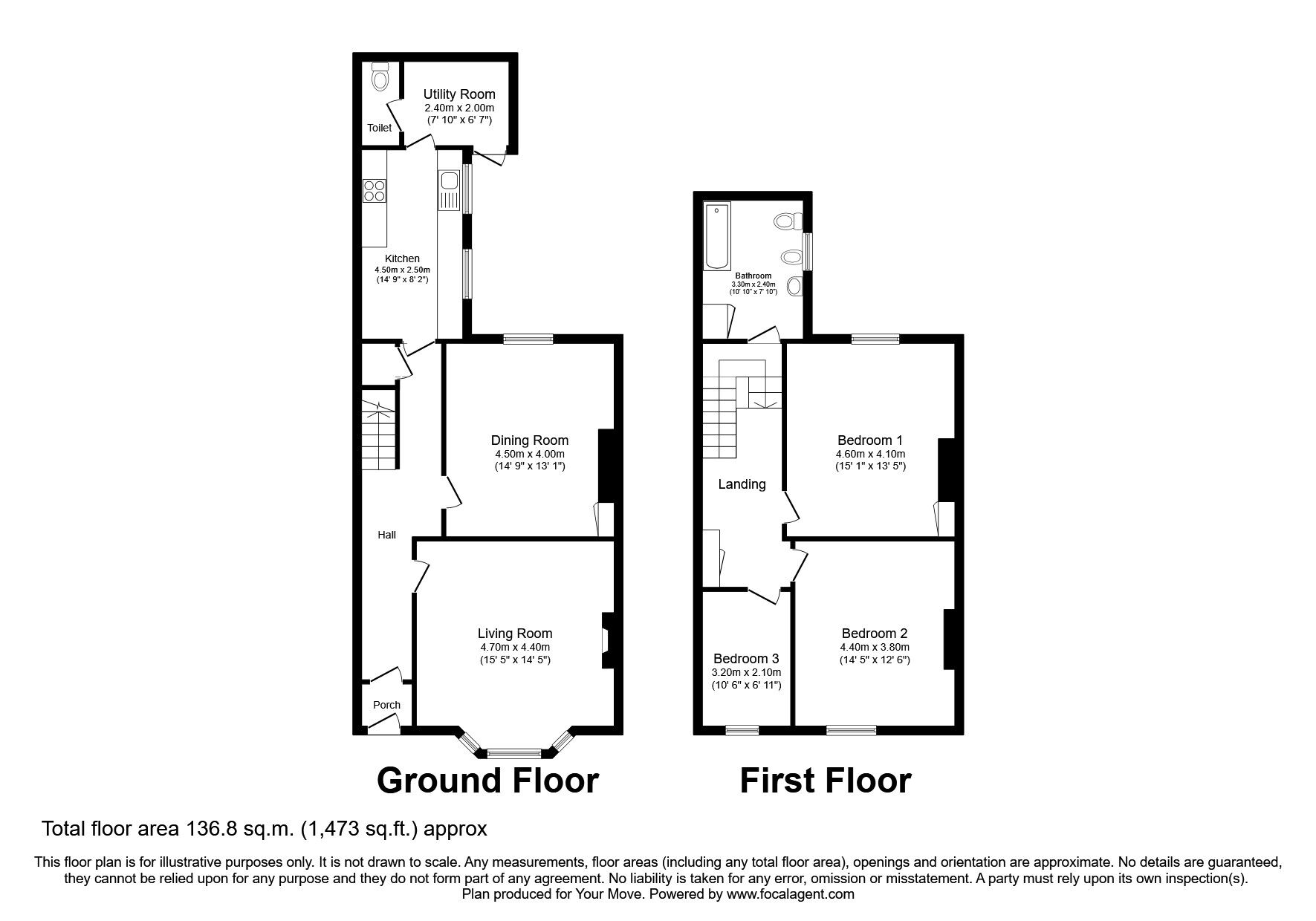 Floorplan of 3 bedroom Mid Terrace House to rent, Delaval Road, Whitley Bay, Tyne and Wear, NE26