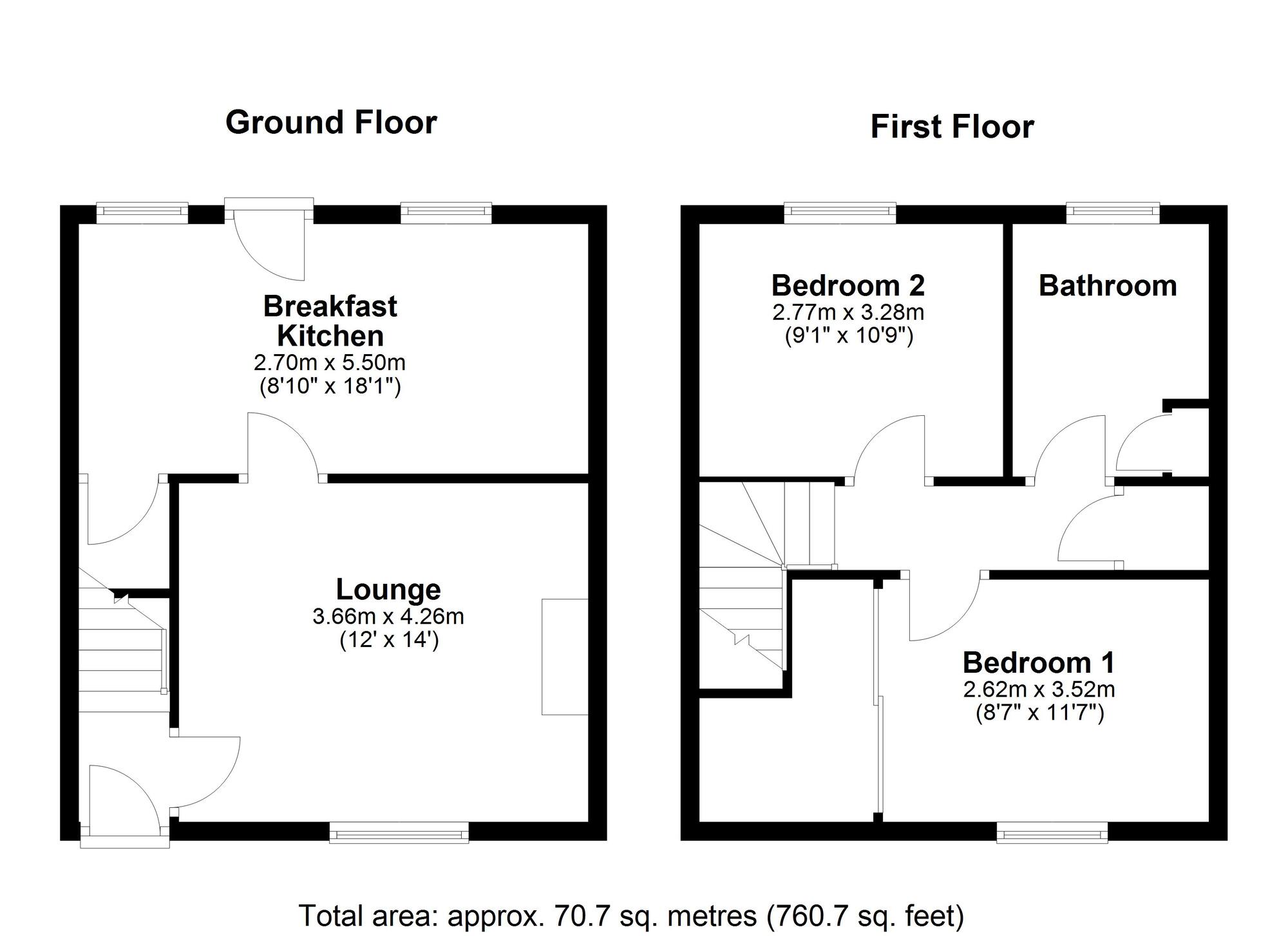 Floorplan of 2 bedroom Semi Detached House for sale, Park Crescent, Shiremoor, Tyne and Wear, NE27