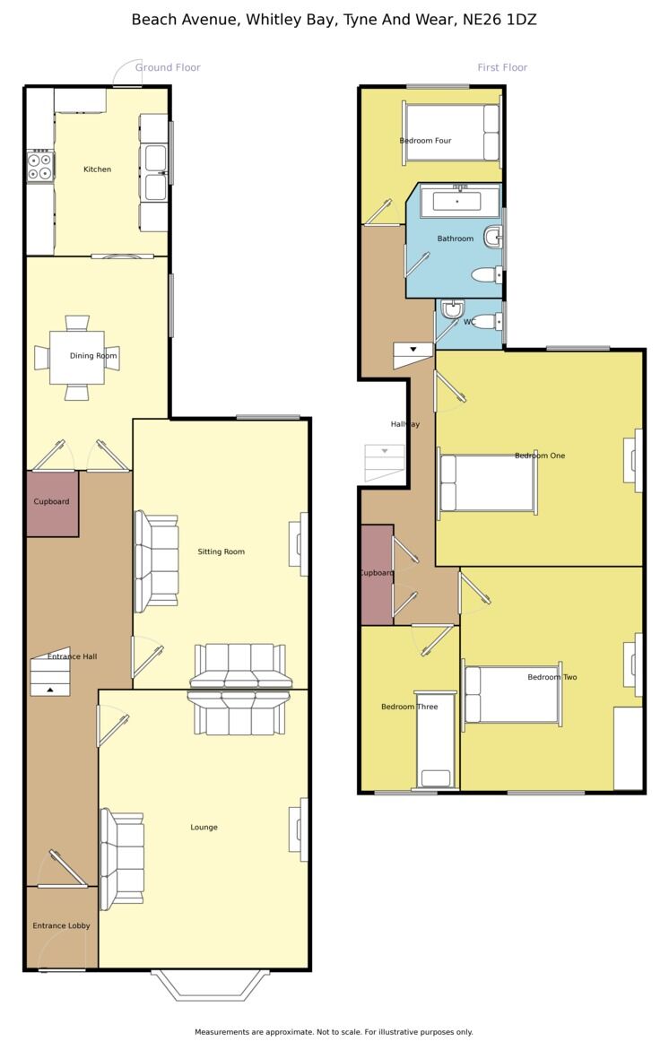 Floorplan of 4 bedroom Mid Terrace House for sale, Beach Avenue, Whitley Bay, Tyne and Wear, NE26