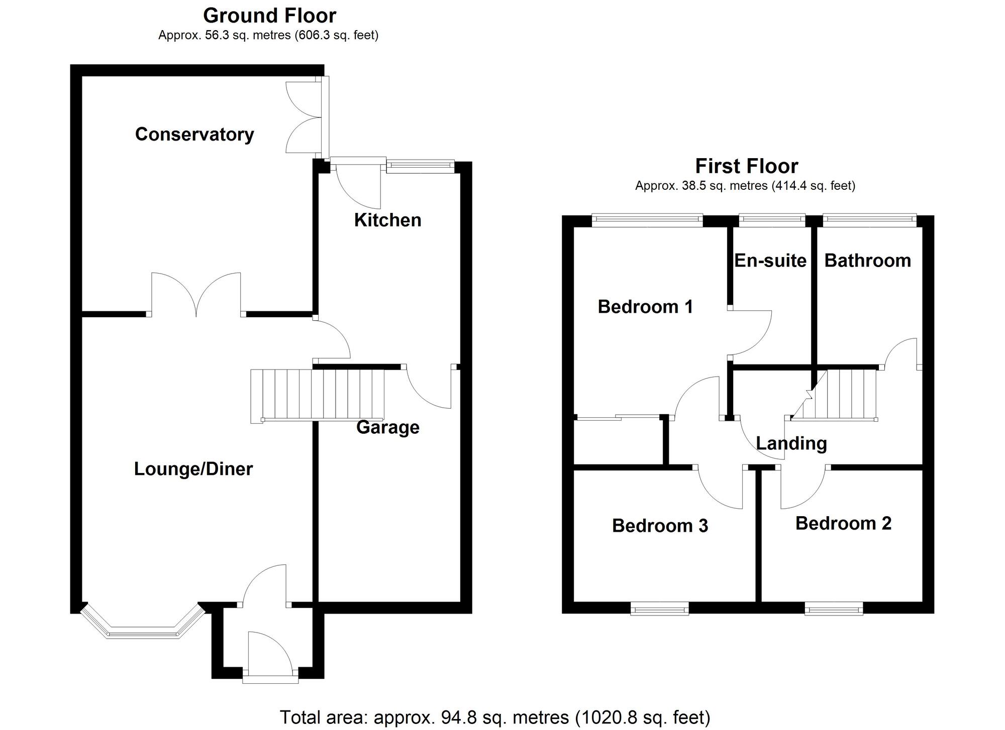 Floorplan of 3 bedroom Semi Detached House for sale, Millbrook Road, Cramlington, Northumberland, NE23