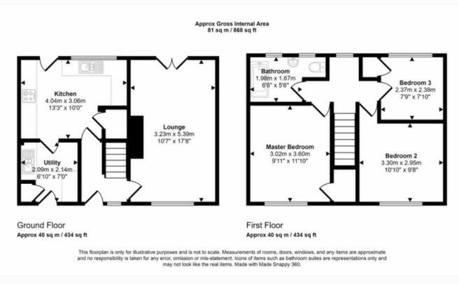 Floorplan of 3 bedroom Mid Terrace House for sale, Tynedale Drive, Blyth, Northumberland, NE24