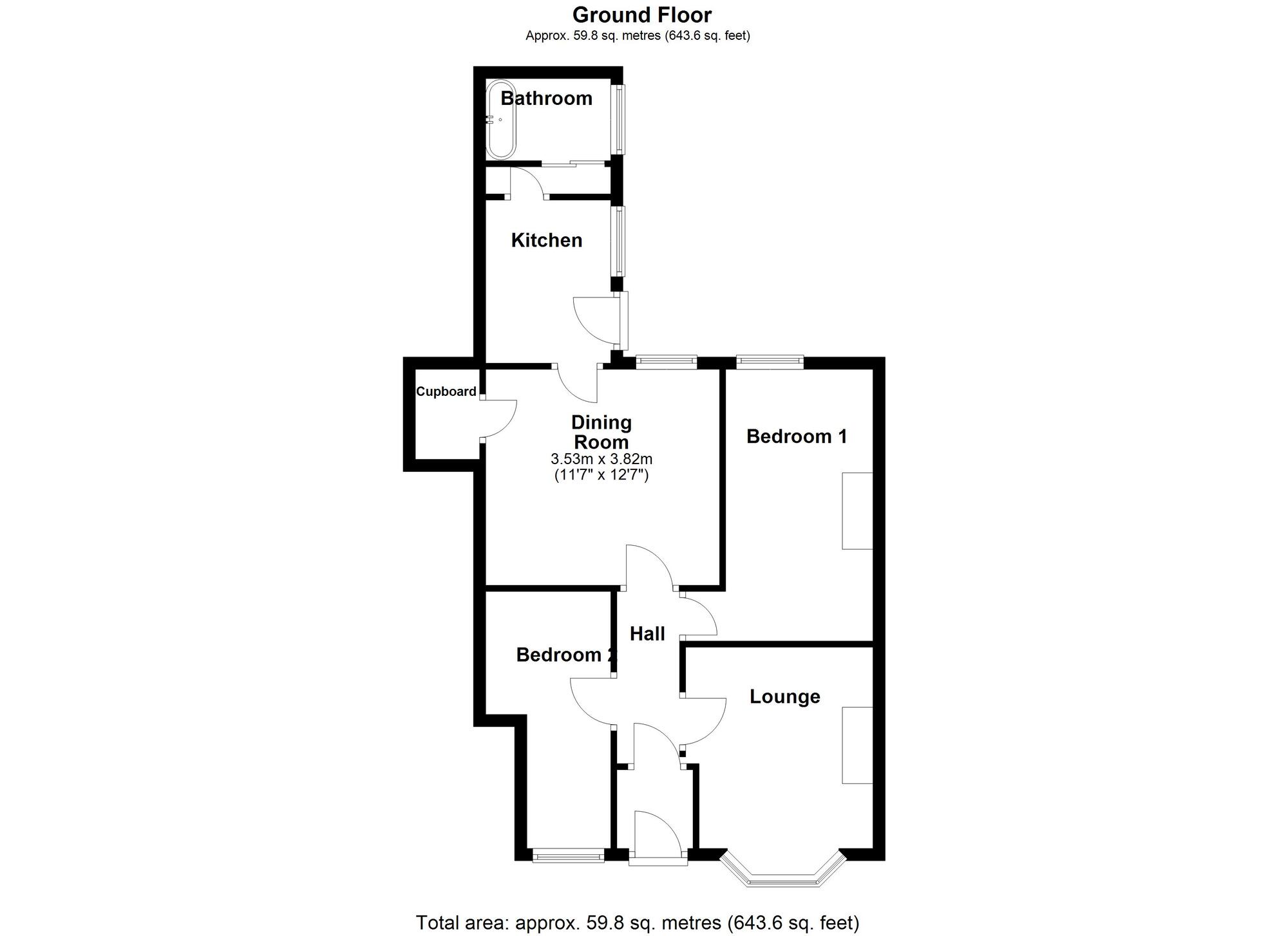 Floorplan of 2 bedroom  Flat for sale, Cambridge Avenue, Whitley Bay, Tyne and Wear, NE26