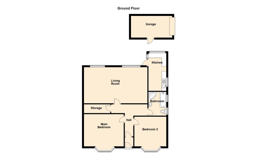 Floorplan of 2 bedroom Semi Detached Bungalow for sale, Highbury Place, North Shields, Tyne and Wear, NE29