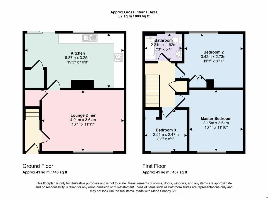 Floorplan of 3 bedroom Semi Detached House for sale, Hillheads Road, Whitley Bay, Tyne and Wear, NE25