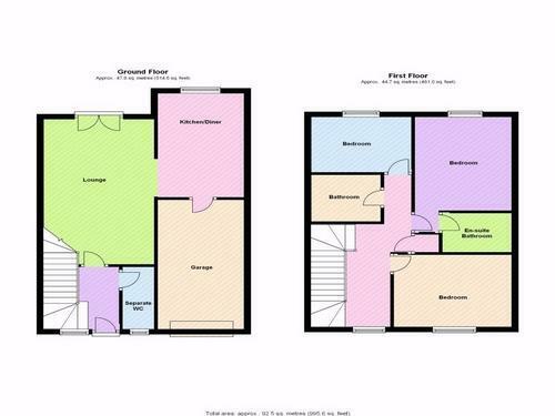 Floorplan of 3 bedroom Mid Terrace House to rent, Harlebury, Backworth, Tyne and Wear, NE27