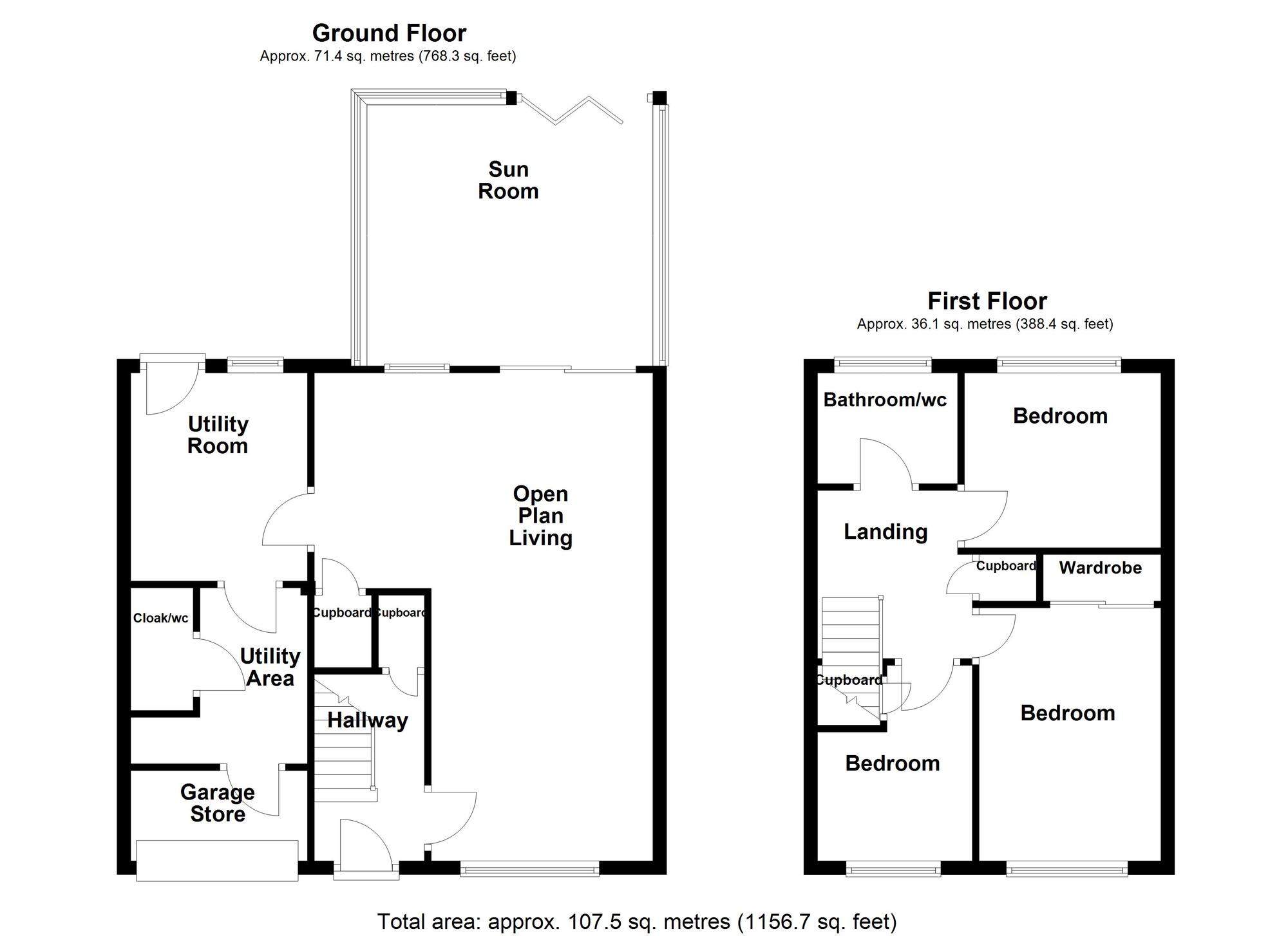 Floorplan of 3 bedroom Semi Detached House for sale, Torcross Way, Cramlington, Northumberland, NE23