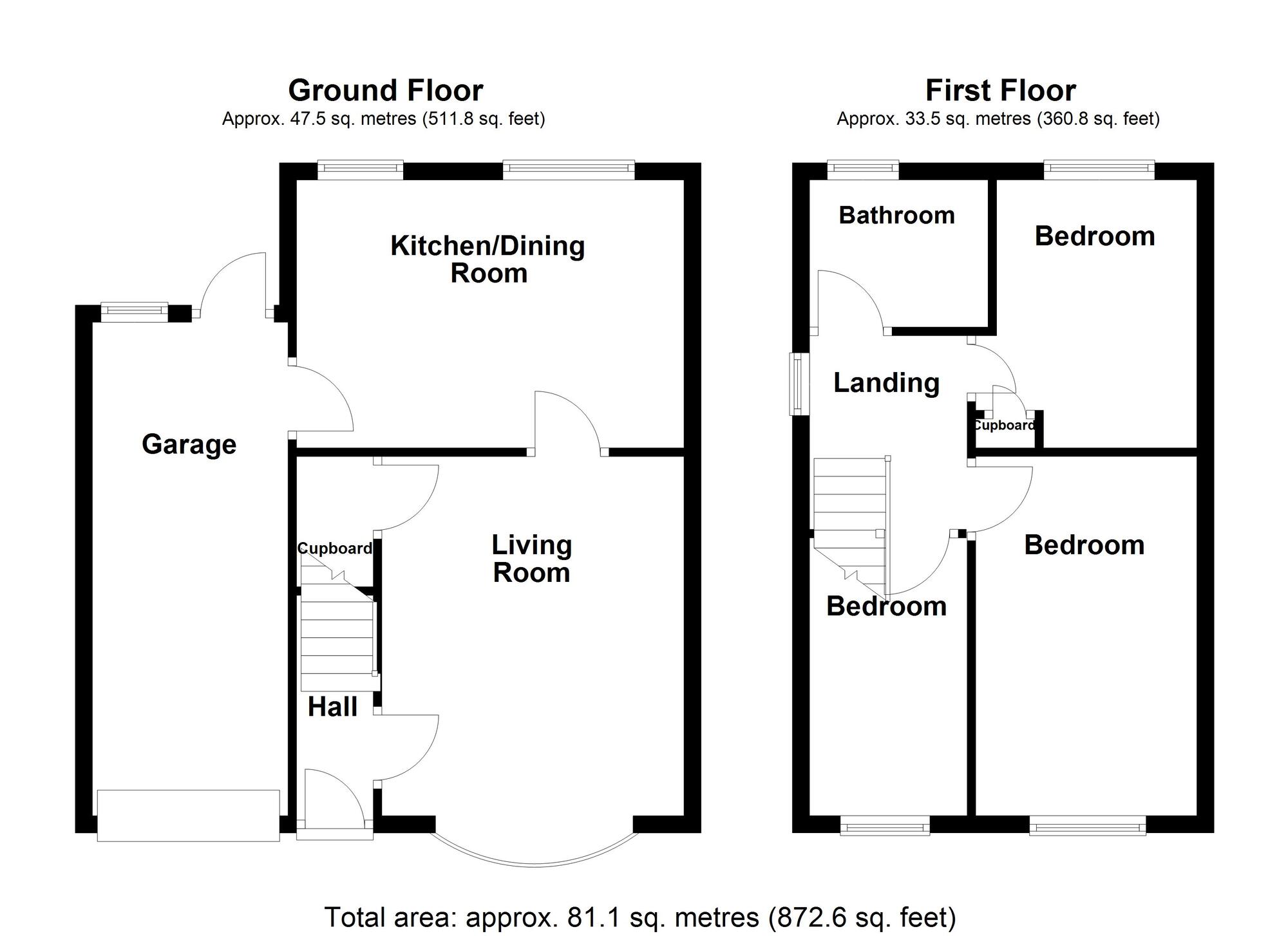 Floorplan of 3 bedroom Semi Detached House for sale, Bradbury Place, New Hartley, Northumberland, NE25