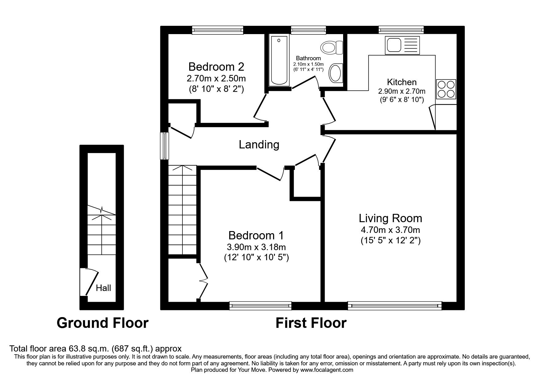 Floorplan of 2 bedroom  Flat to rent, Marston Walk, Whickham, Newcastle upon Tyne, NE16